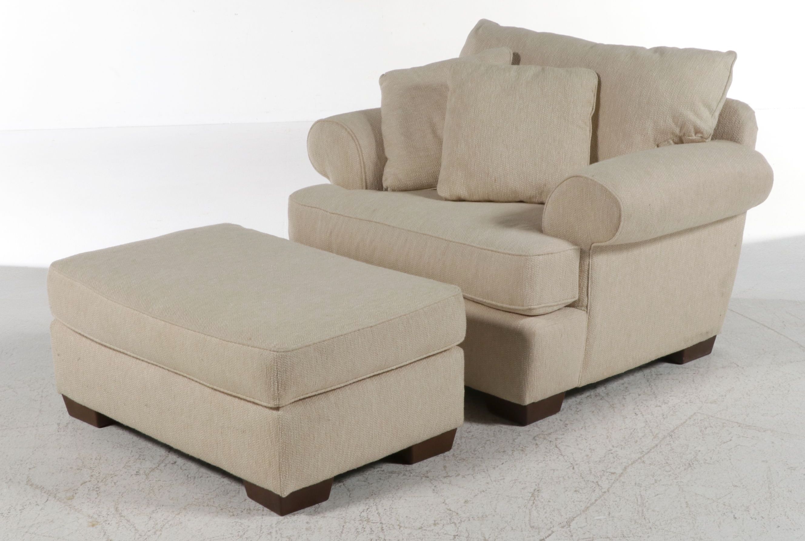 Bauhaus Contemporary Oversized Armchair and Matching Ottoman