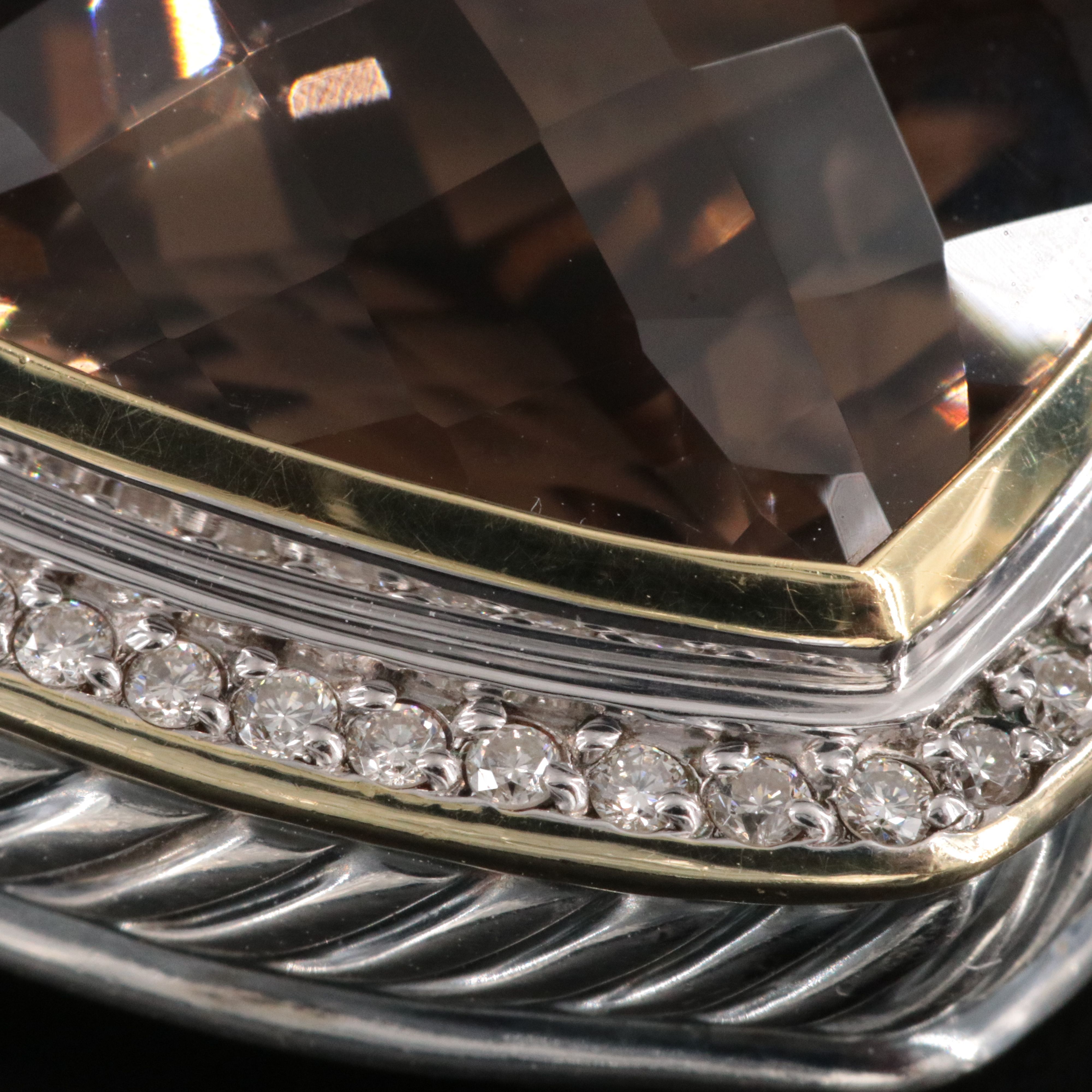 David Yurman Albion Sterling, 18K Smoky Quartz and 0.52 CTW Diamond Pendant