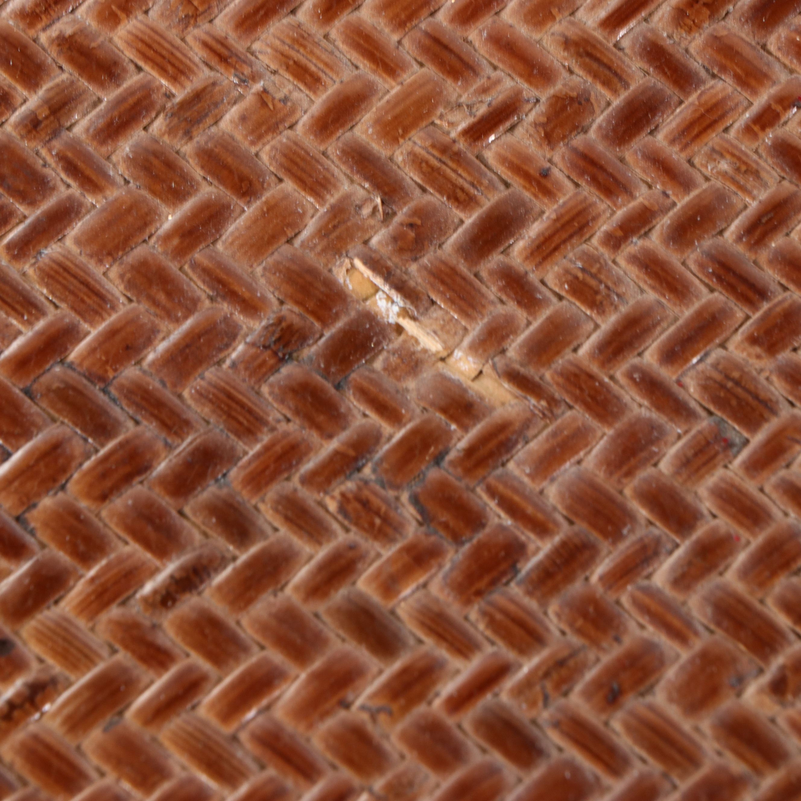 Chinese Style Elm and Woven Rattan Storage Trunk with Bamboo Basket