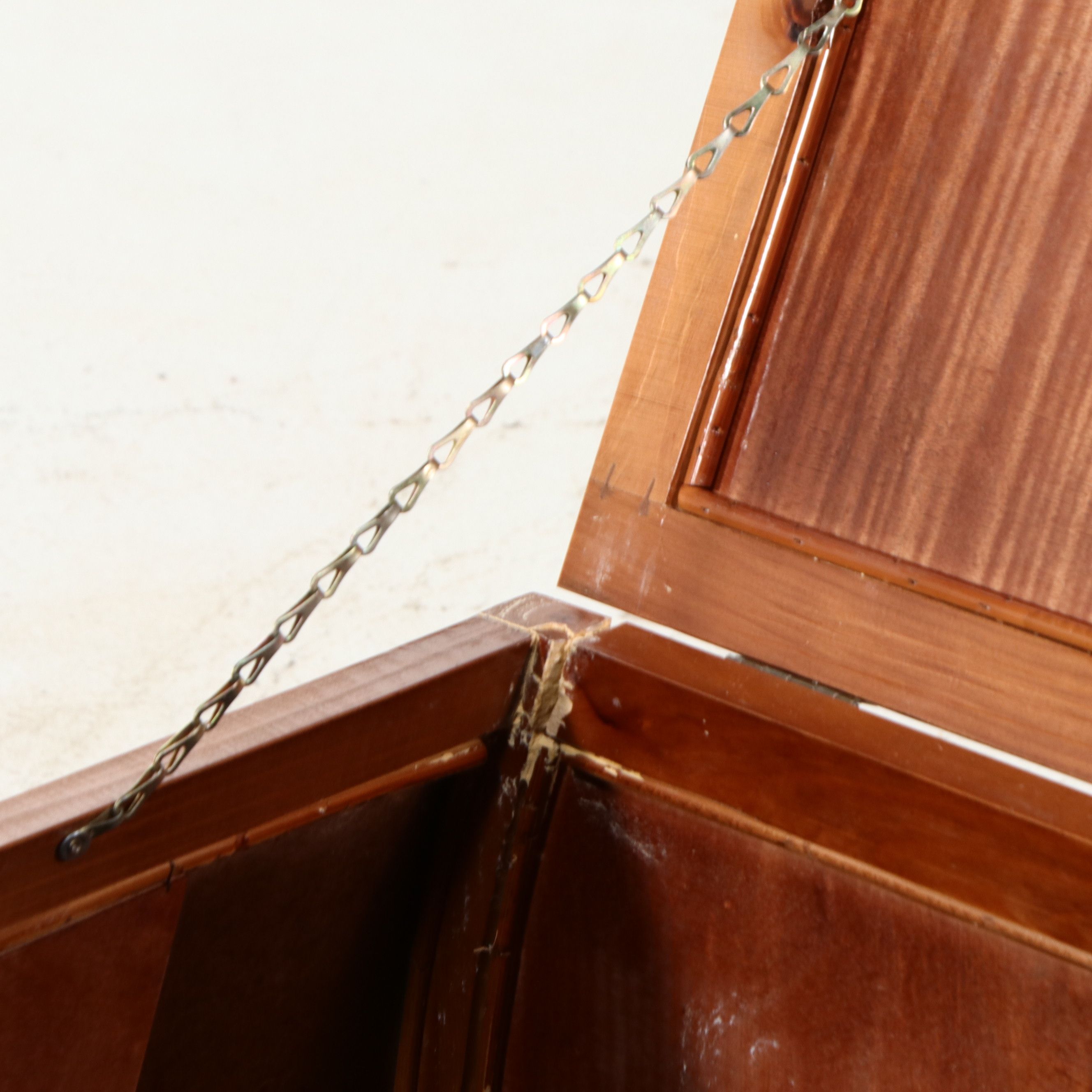 Chinese Style Elm and Woven Rattan Storage Trunk with Bamboo Basket