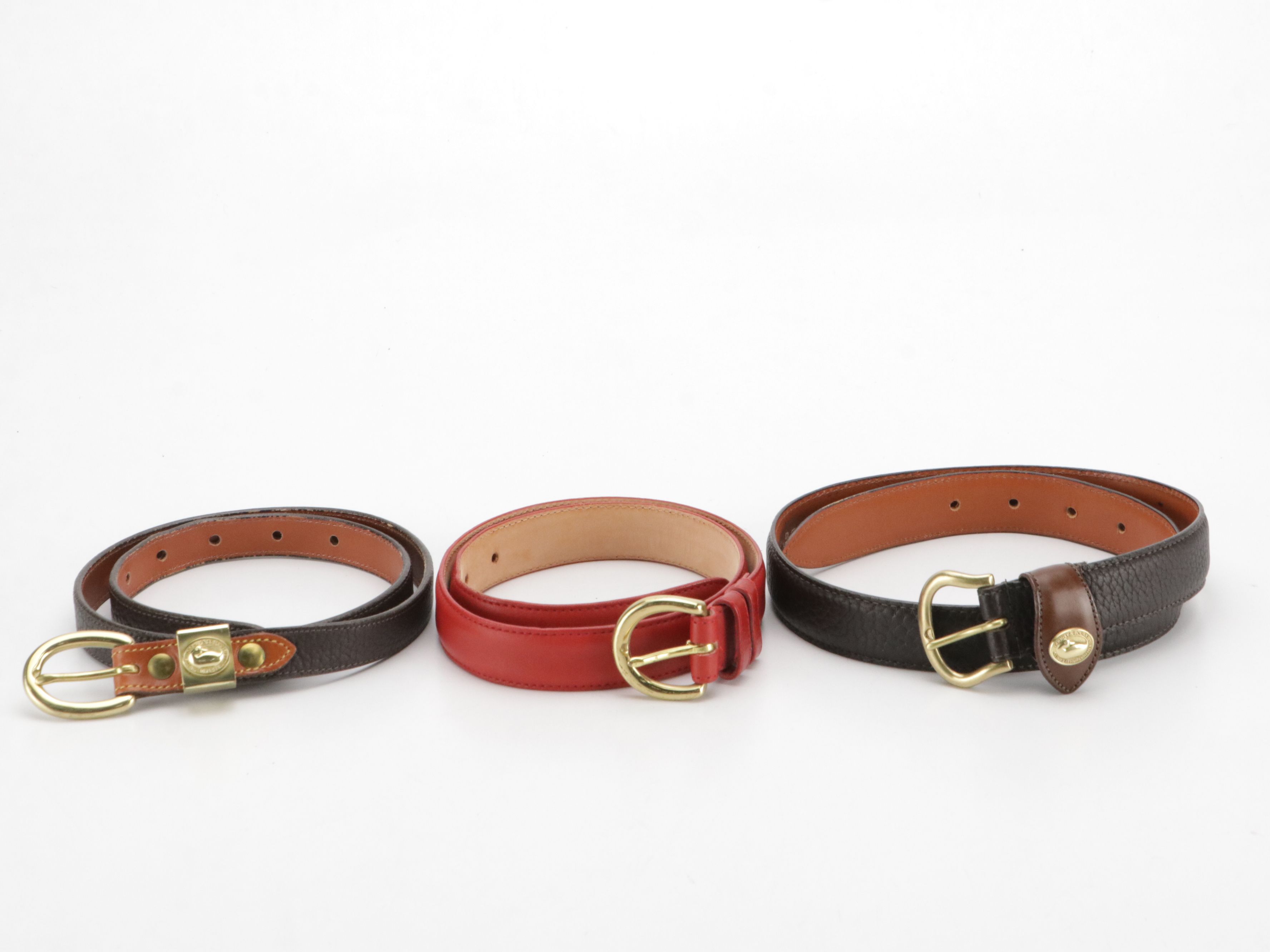 Dooney & Bourke Vintage Calfskin Leather Belts, Coach Smooth Red Leather Belt