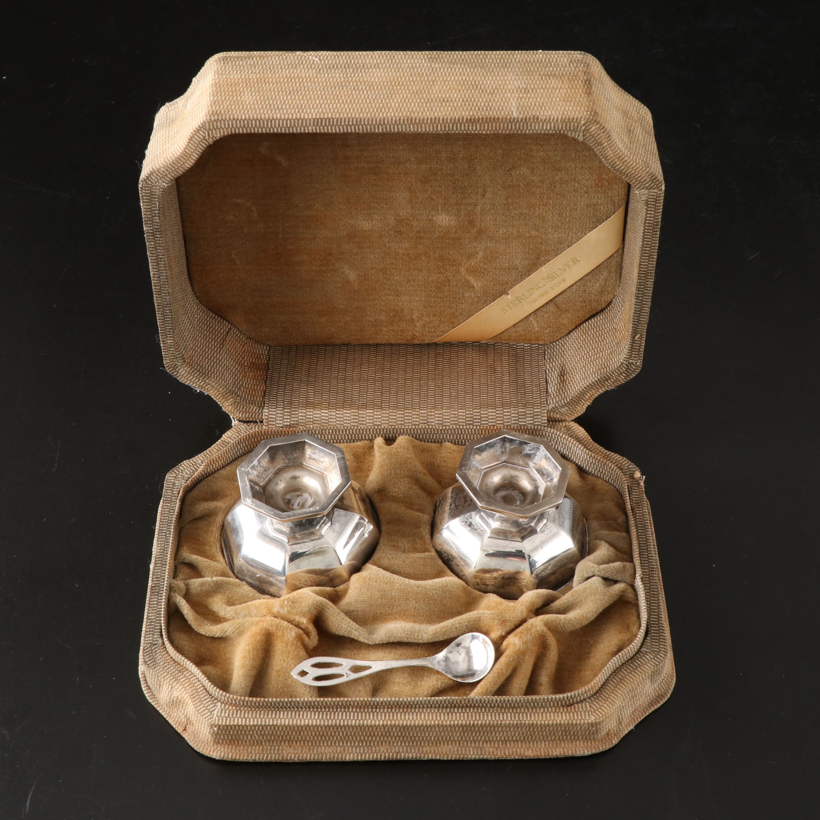 Webster Sterling Silver Salt Cellars and Spoon