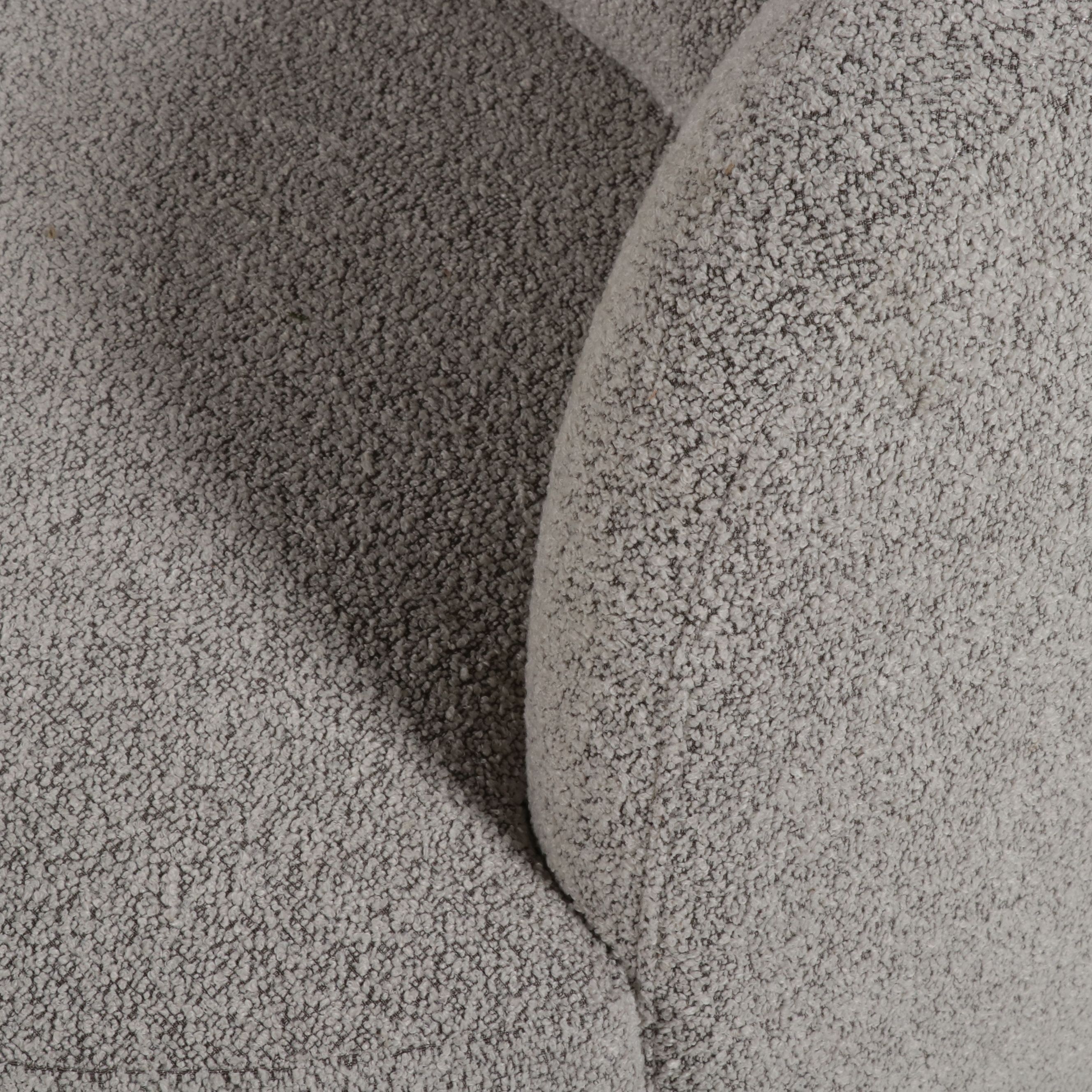 Kinwell Grey Bouclé Swivel Barrel Chair with Lumbar Pillow, 21st Century