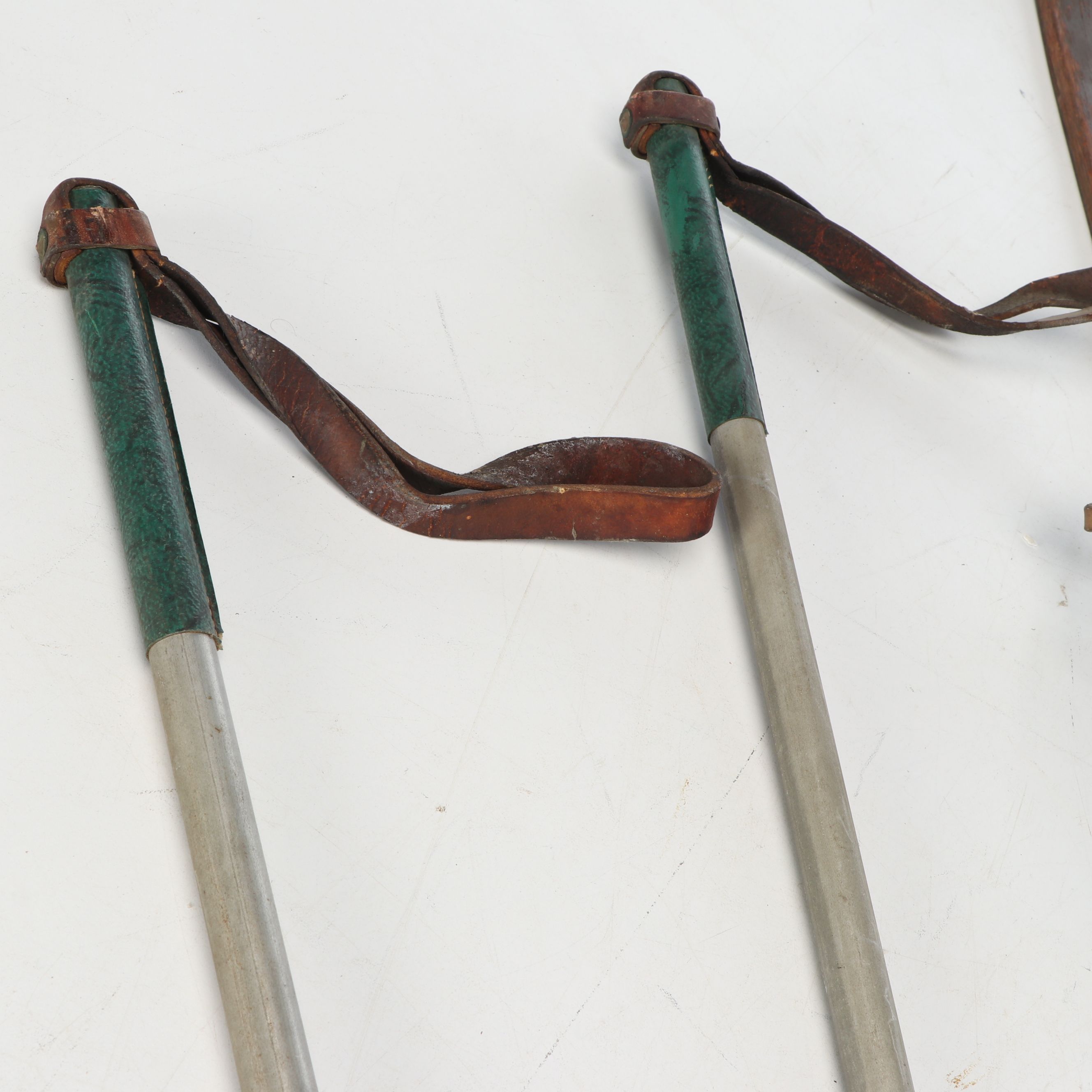 Corrie's Wooden Downhill Skis with Poles, Mid-20th Century