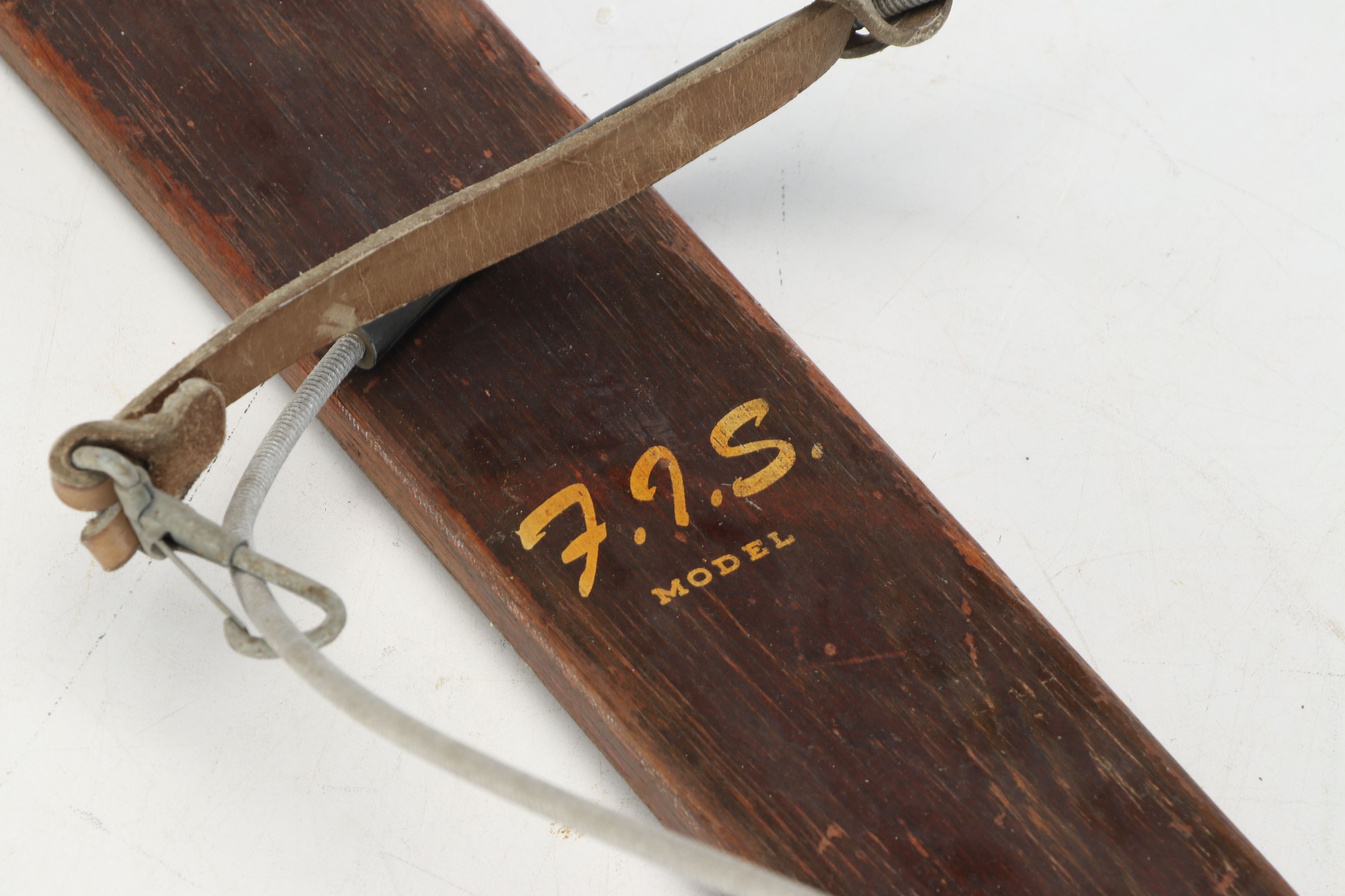 Corrie's Wooden Downhill Skis with Poles, Mid-20th Century