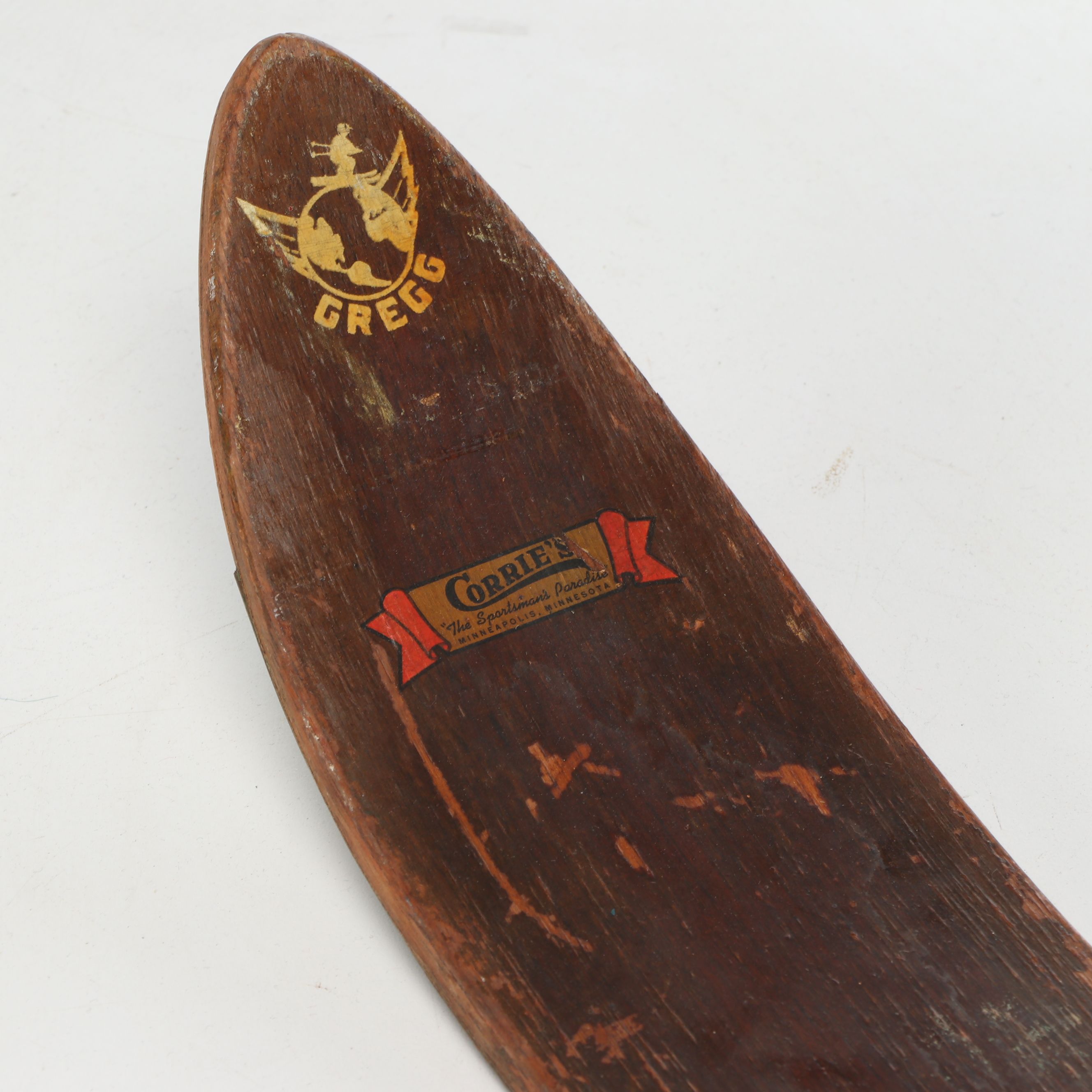 Corrie's Wooden Downhill Skis with Poles, Mid-20th Century