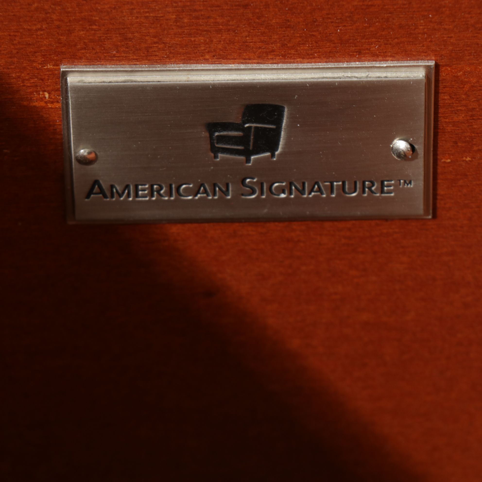 American Signature Mahogany Veneer Media Cabinet