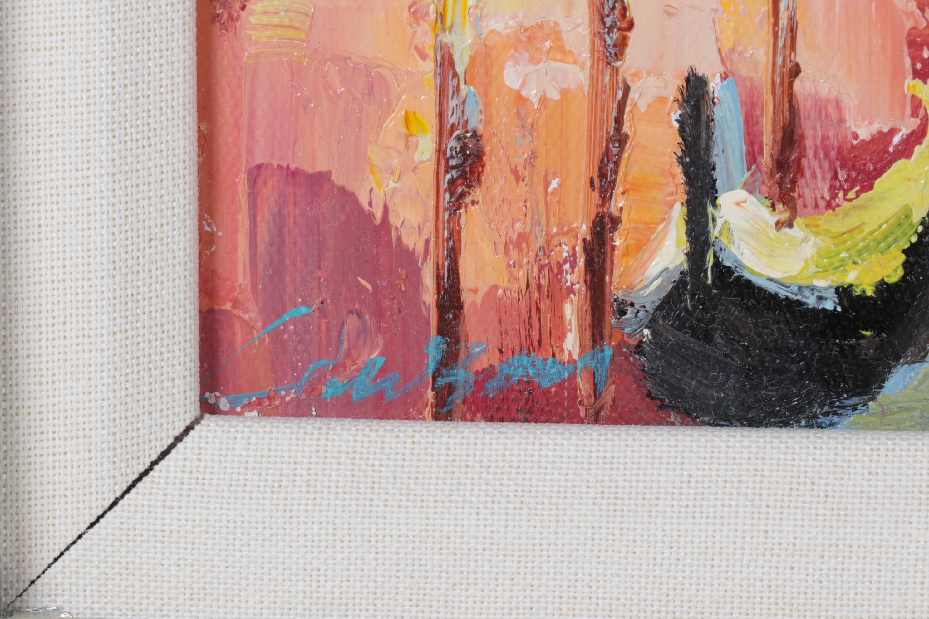 Impressionist Venetian Landscape Oil Painting Featuring Boats and a Harbor