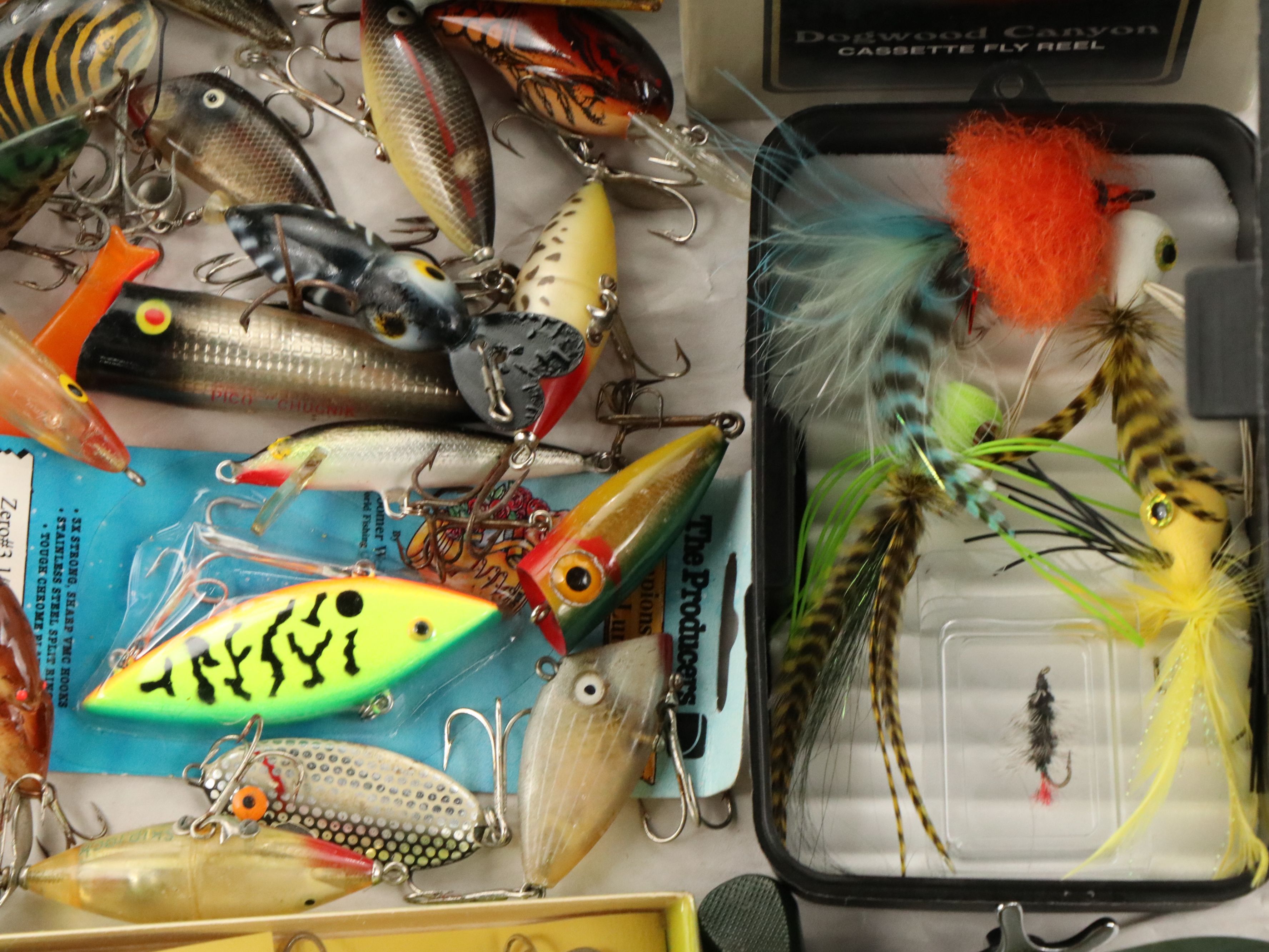 Vintage Lures and Hooks with White River "Dogwood Canyon" and More Fly Reels