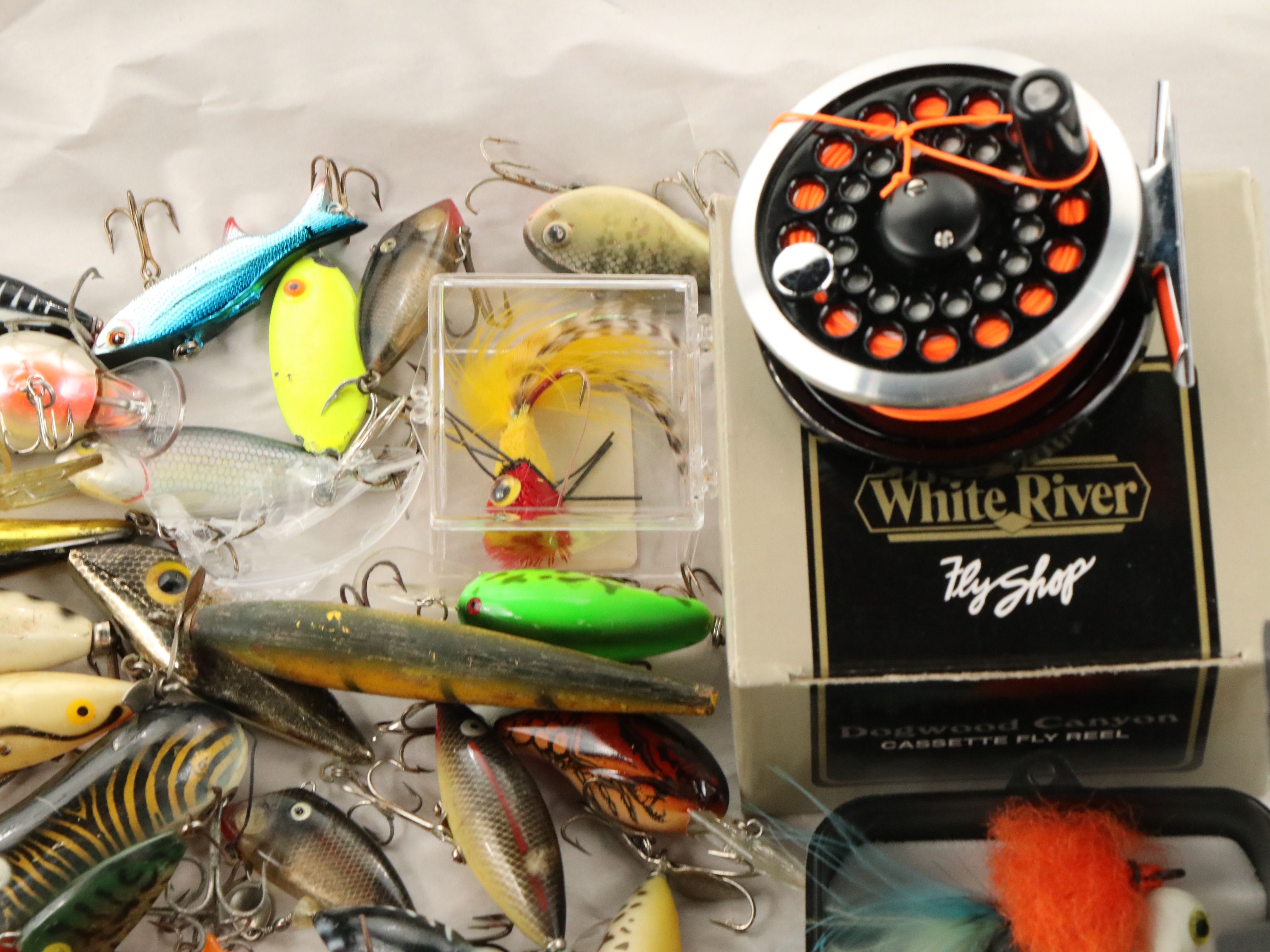 Vintage Lures and Hooks with White River "Dogwood Canyon" and More Fly Reels
