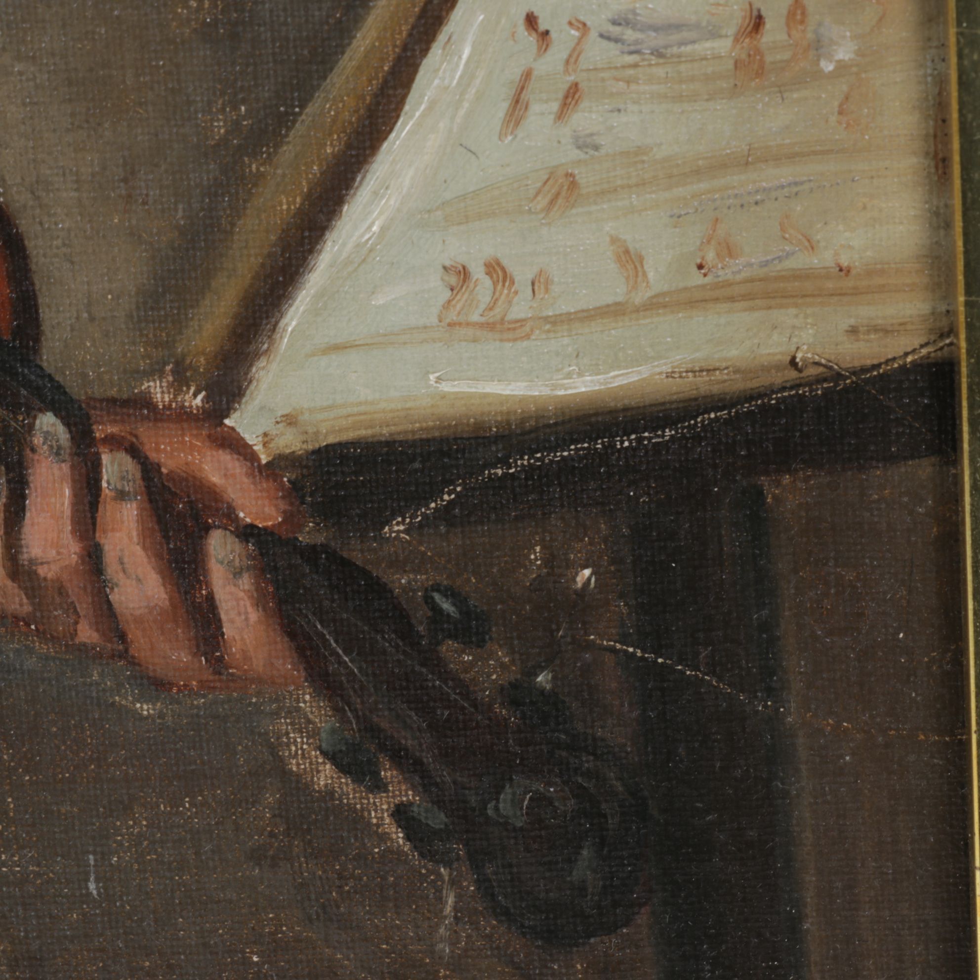 Andrew Millrose Portrait Oil Painting of Man Playing Violin, Late 19th Century