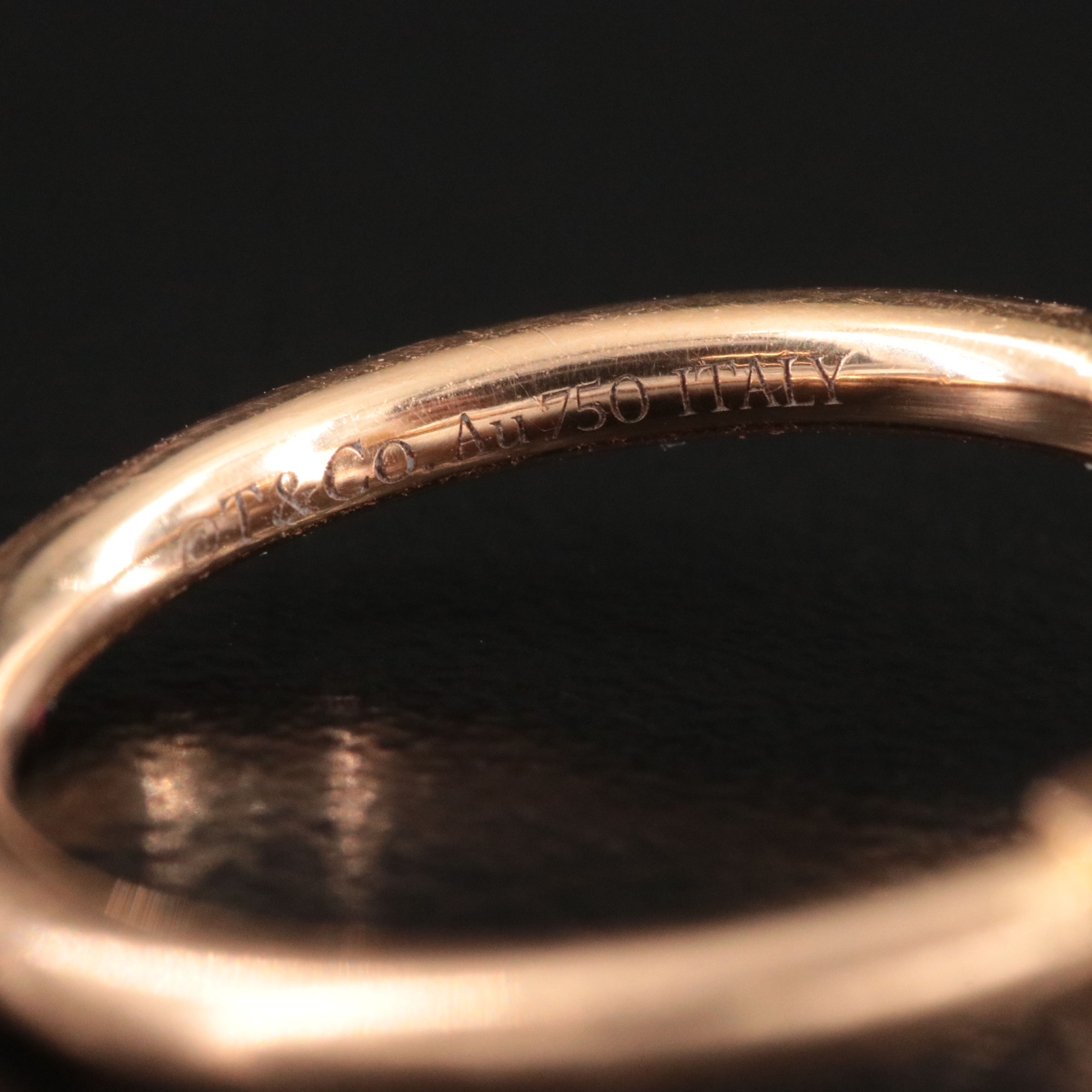 Tiffany & Co. T 18K Rose Gold Diamond and Mother of Pearl Wire Ring