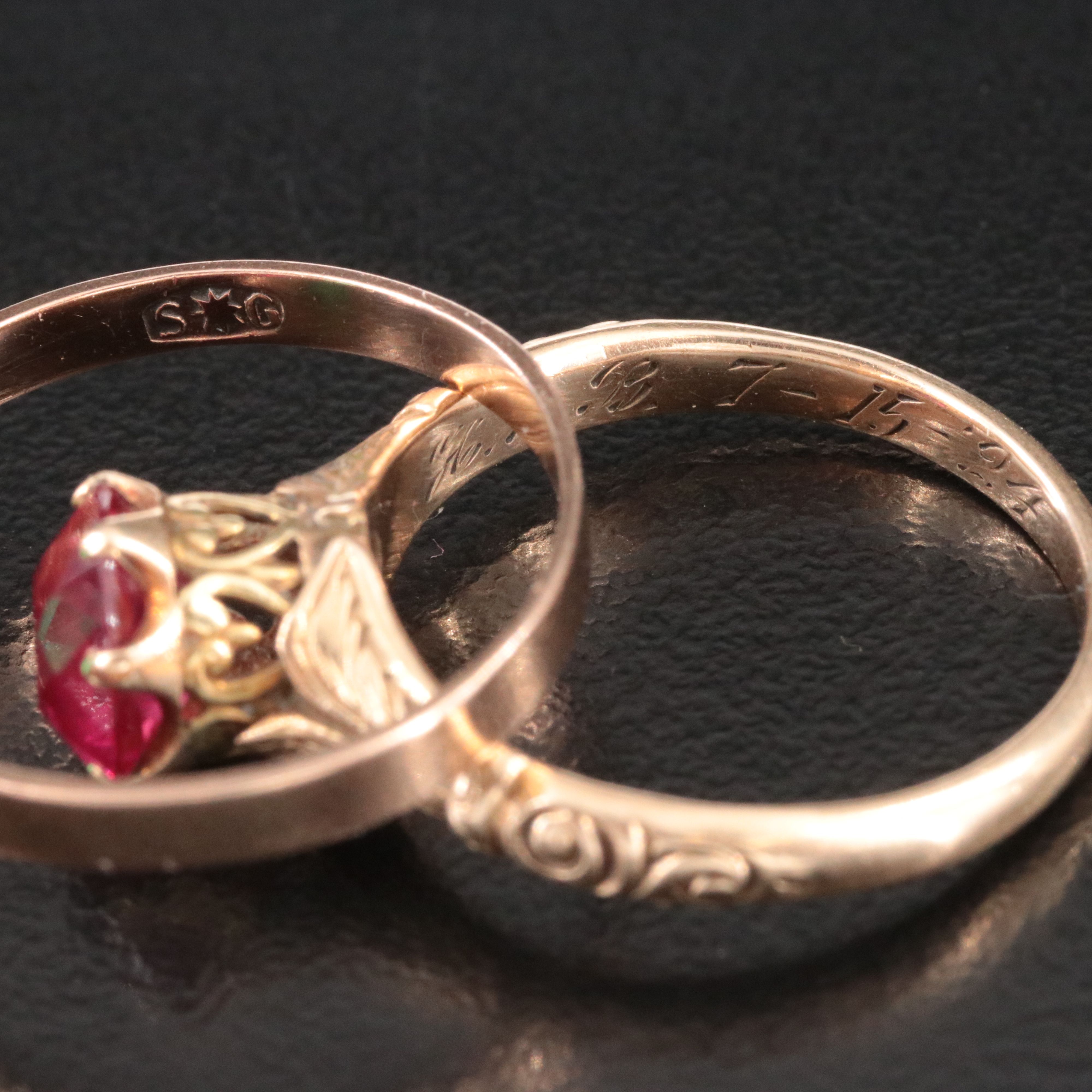 Art Nouveau Diamond Gryphon Watch Pin with Antique 9K and 14K Rings