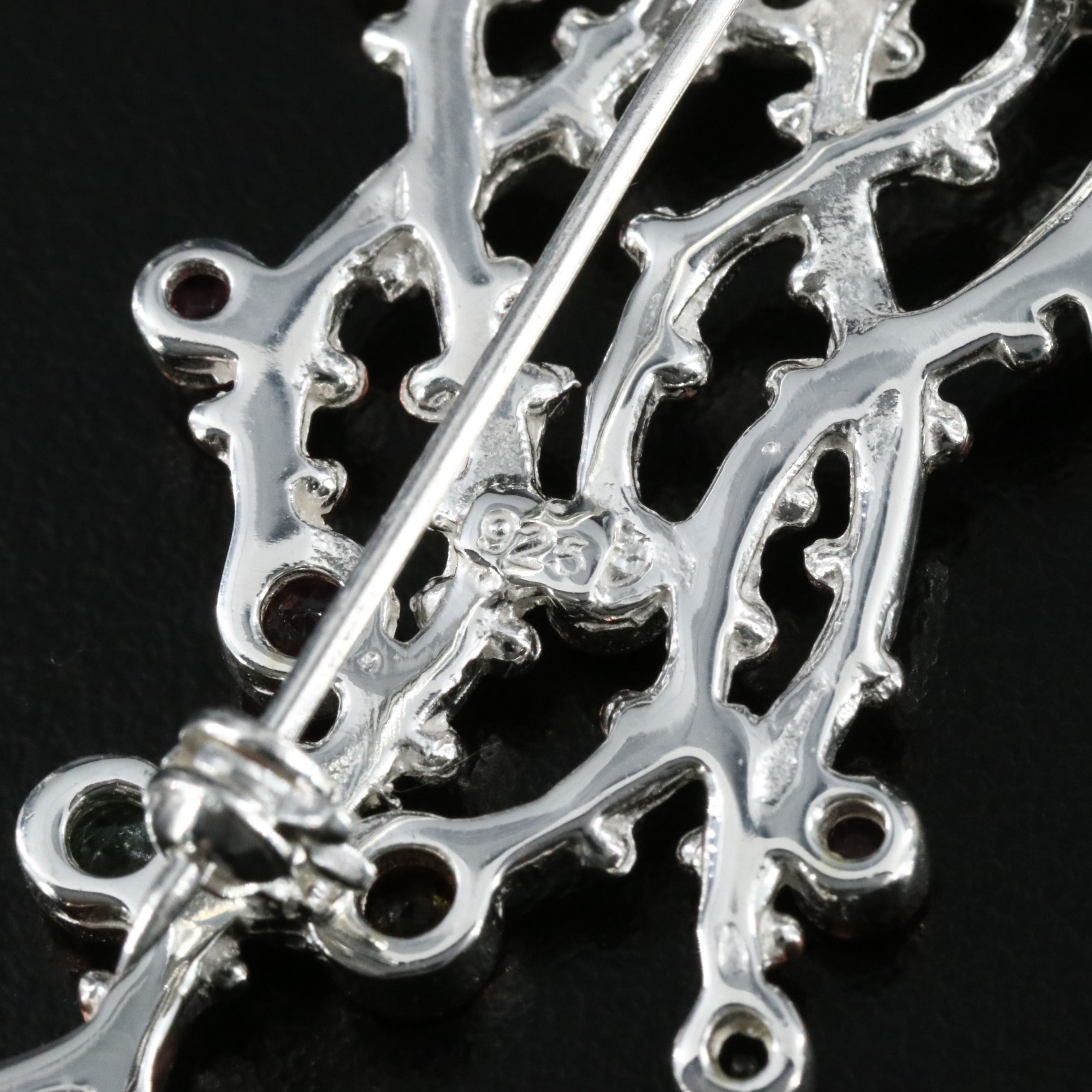 Sterling Mother-of-Pearl, Amethyst, and Citrine Jellyfish Converter Brooch