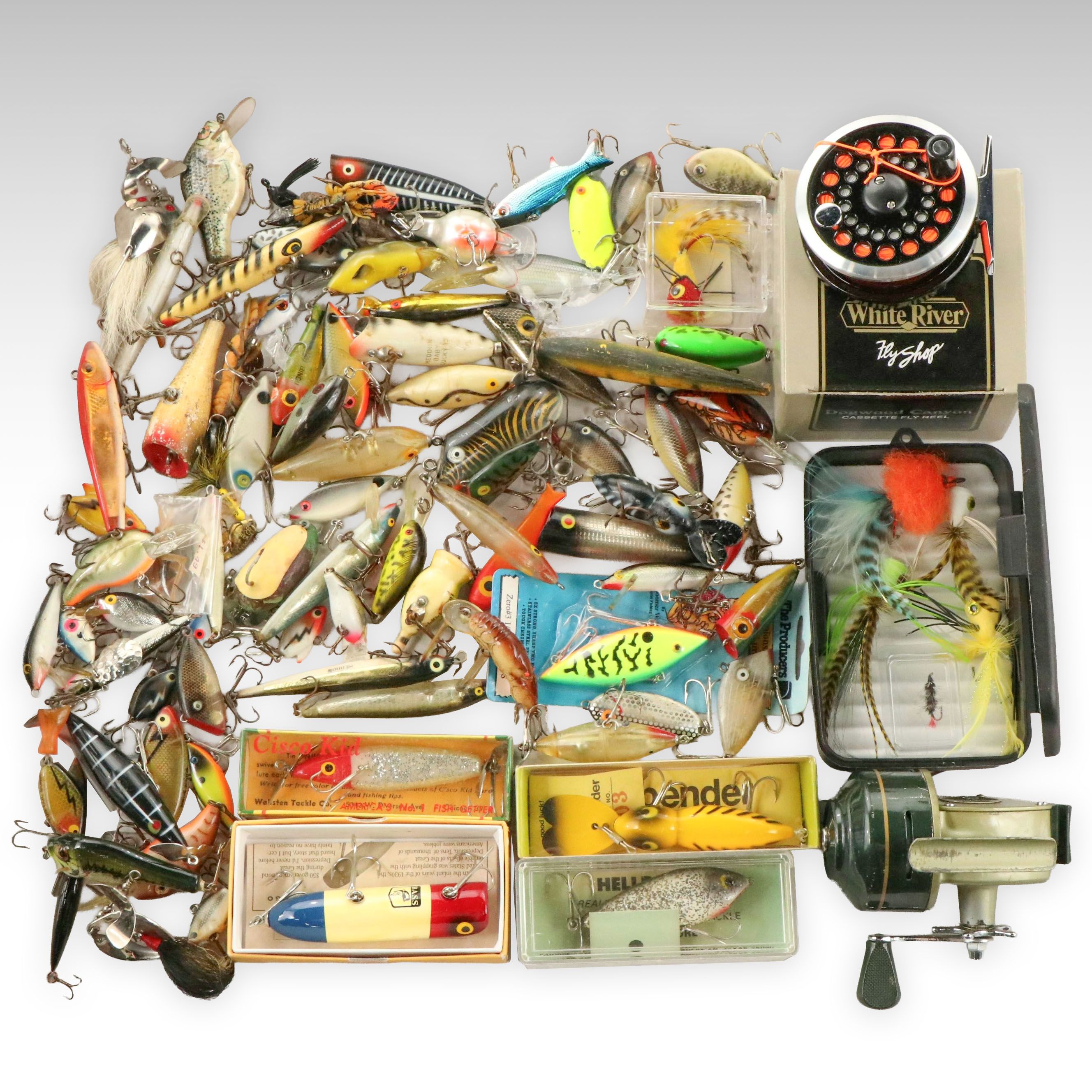 Vintage Lures and Hooks with White River "Dogwood Canyon" and More Fly Reels