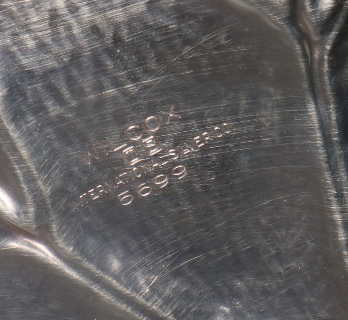 Wilcox Vegetal Form Silver Plate Dish with Pewter Candlesticks