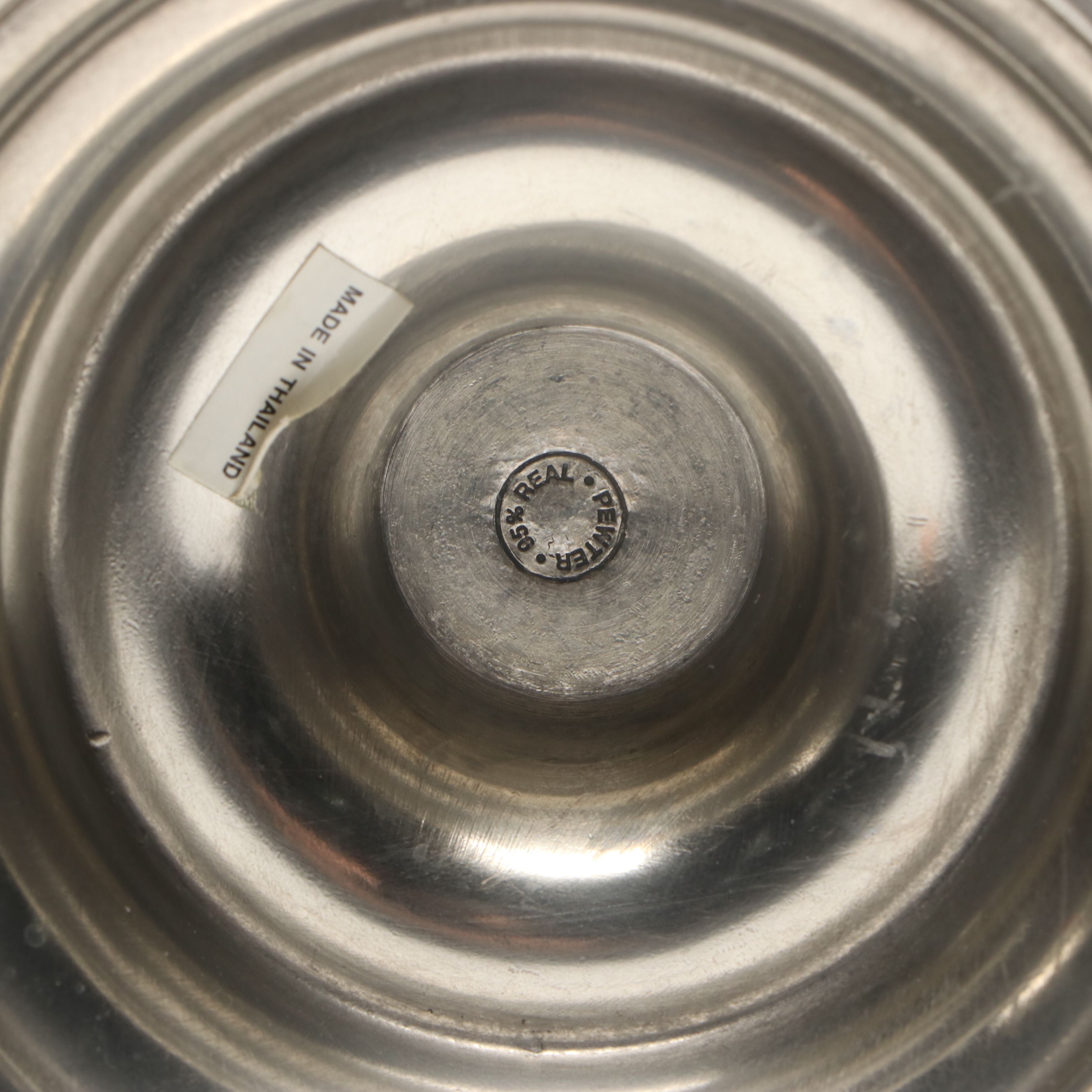 Wilcox Vegetal Form Silver Plate Dish with Pewter Candlesticks