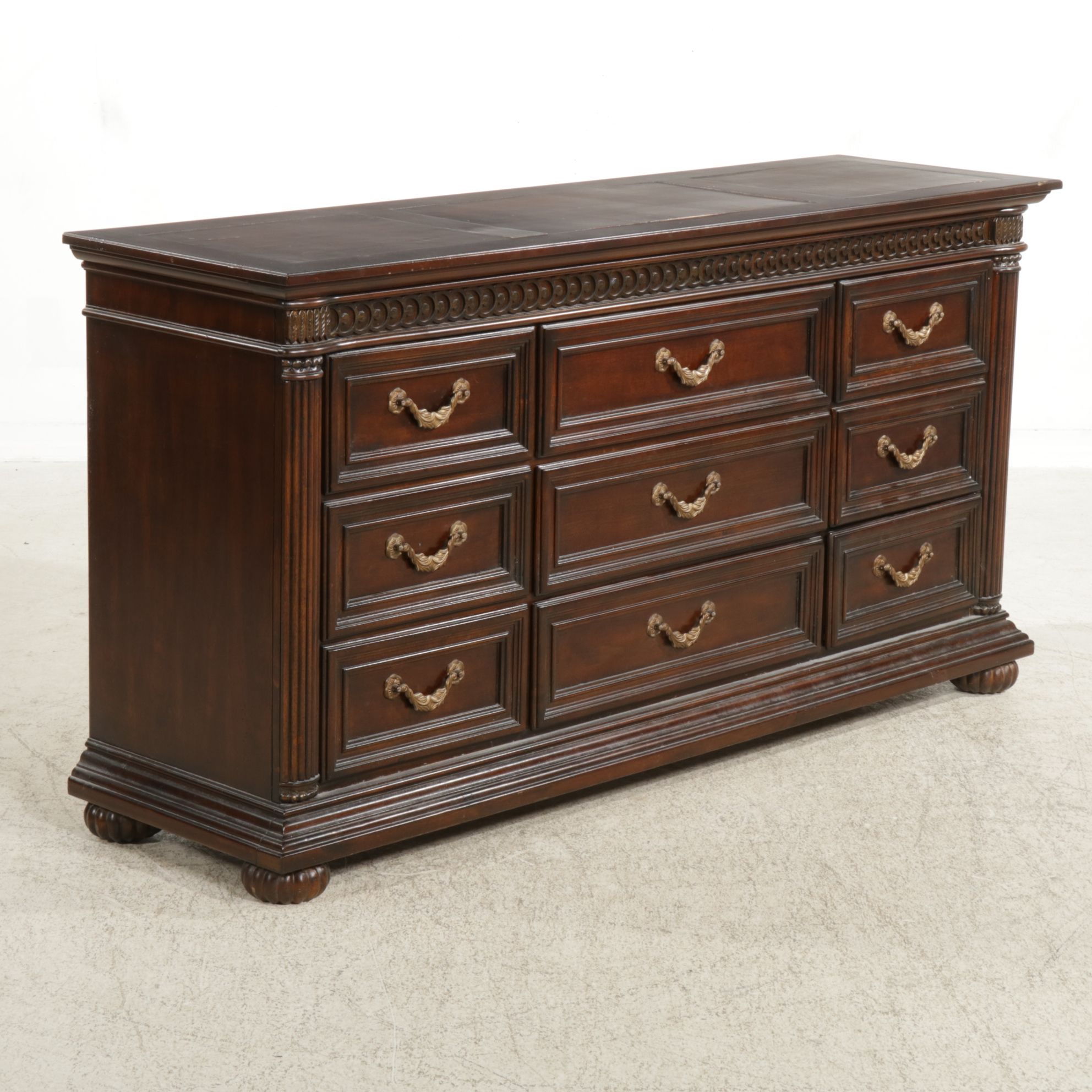 American Signature Neoclassical Mahogany Finished Dresser