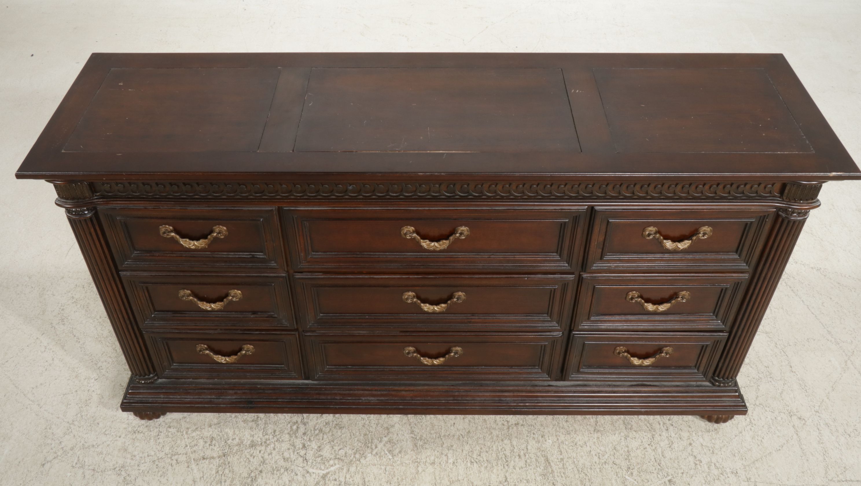 American Signature Neoclassical Mahogany Finished Dresser