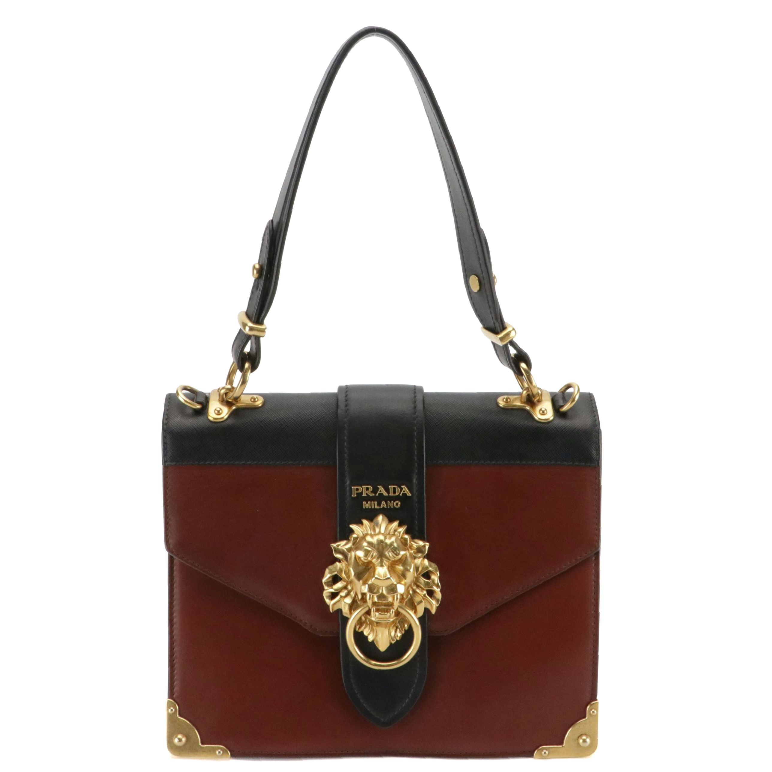 Prada Animalier Cahier Two-Way Medium Bag in Colorblock Leather