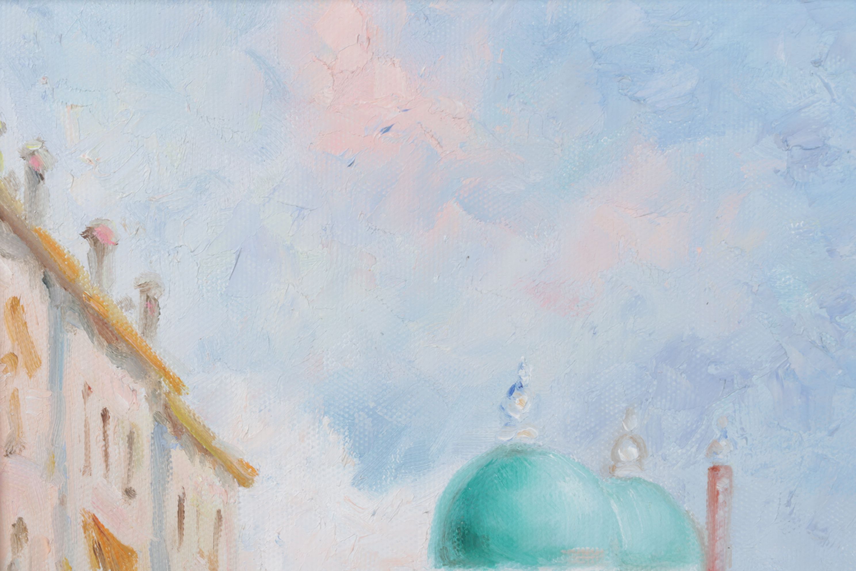 Impressionist Landscape Oil Painting Featuring Venetian Facades