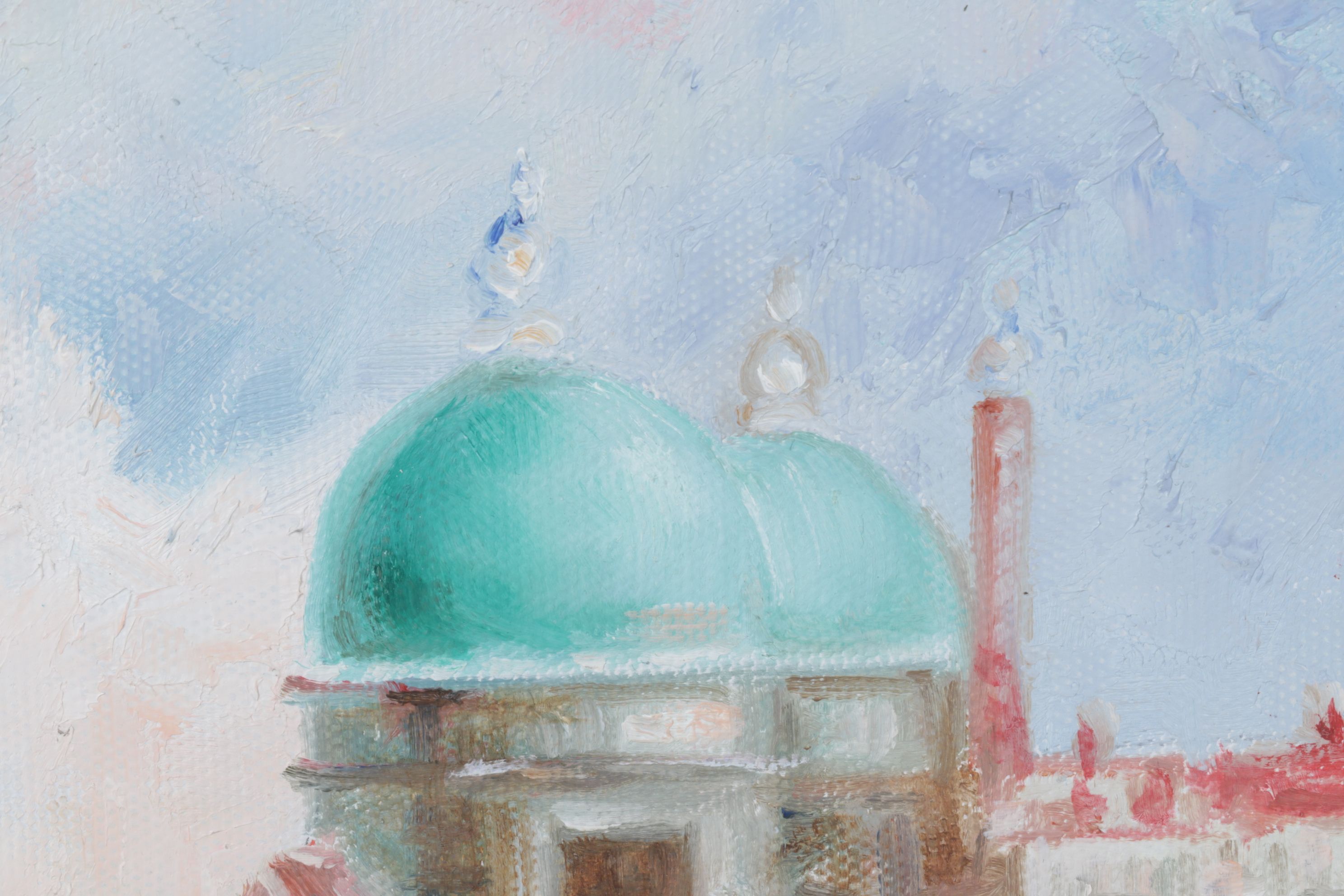 Impressionist Landscape Oil Painting Featuring Venetian Facades