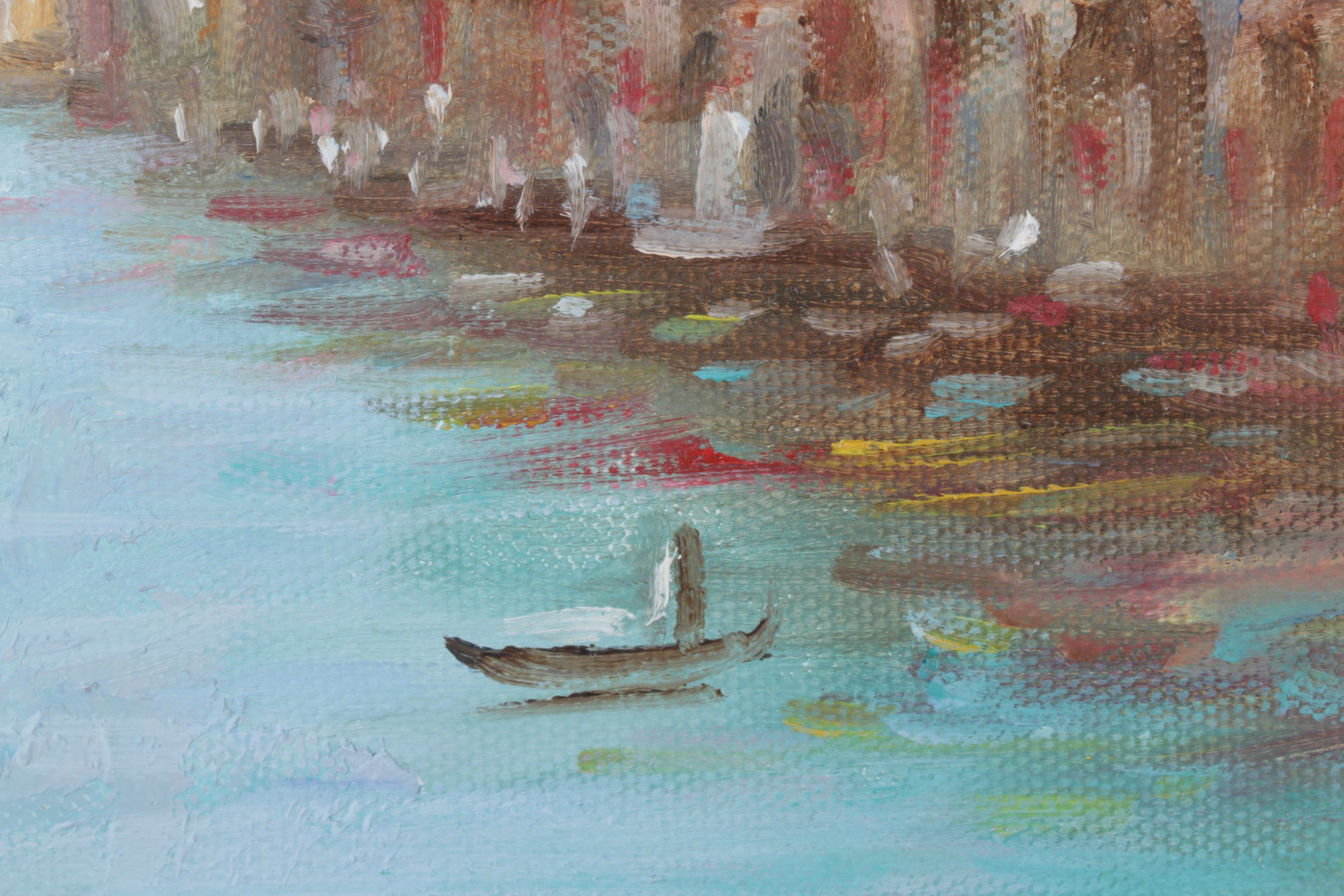 Impressionist Landscape Oil Painting Featuring Venetian Facades