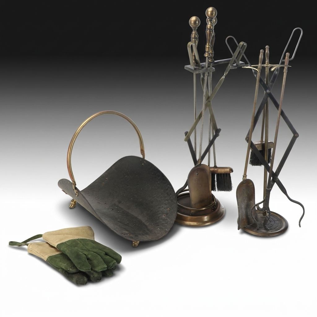 Metal Fireplace Tool Sets with Footed Fireplace Log Holder