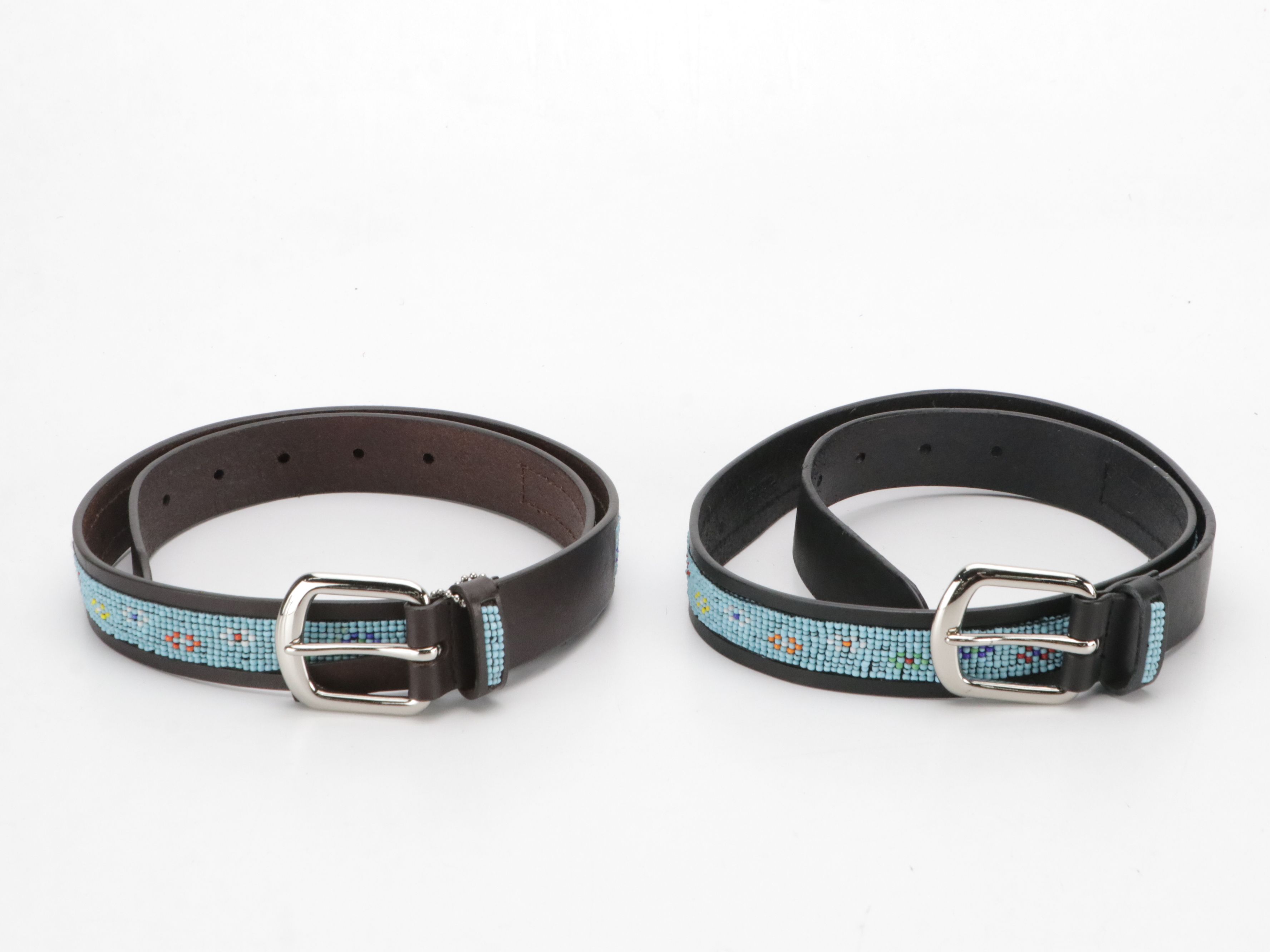 Charter Club Beaded Leather Belts, Other Vintage Suede Tie Belts and Woven Belt