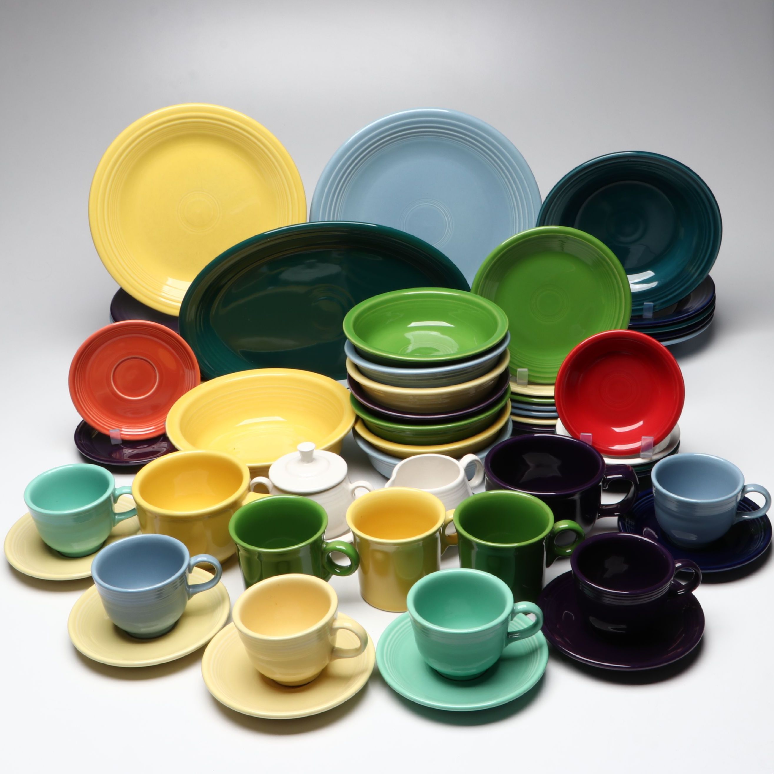 Homer Laughlin "Fiesta" Ceramic Dinnerware with Serving Pieces