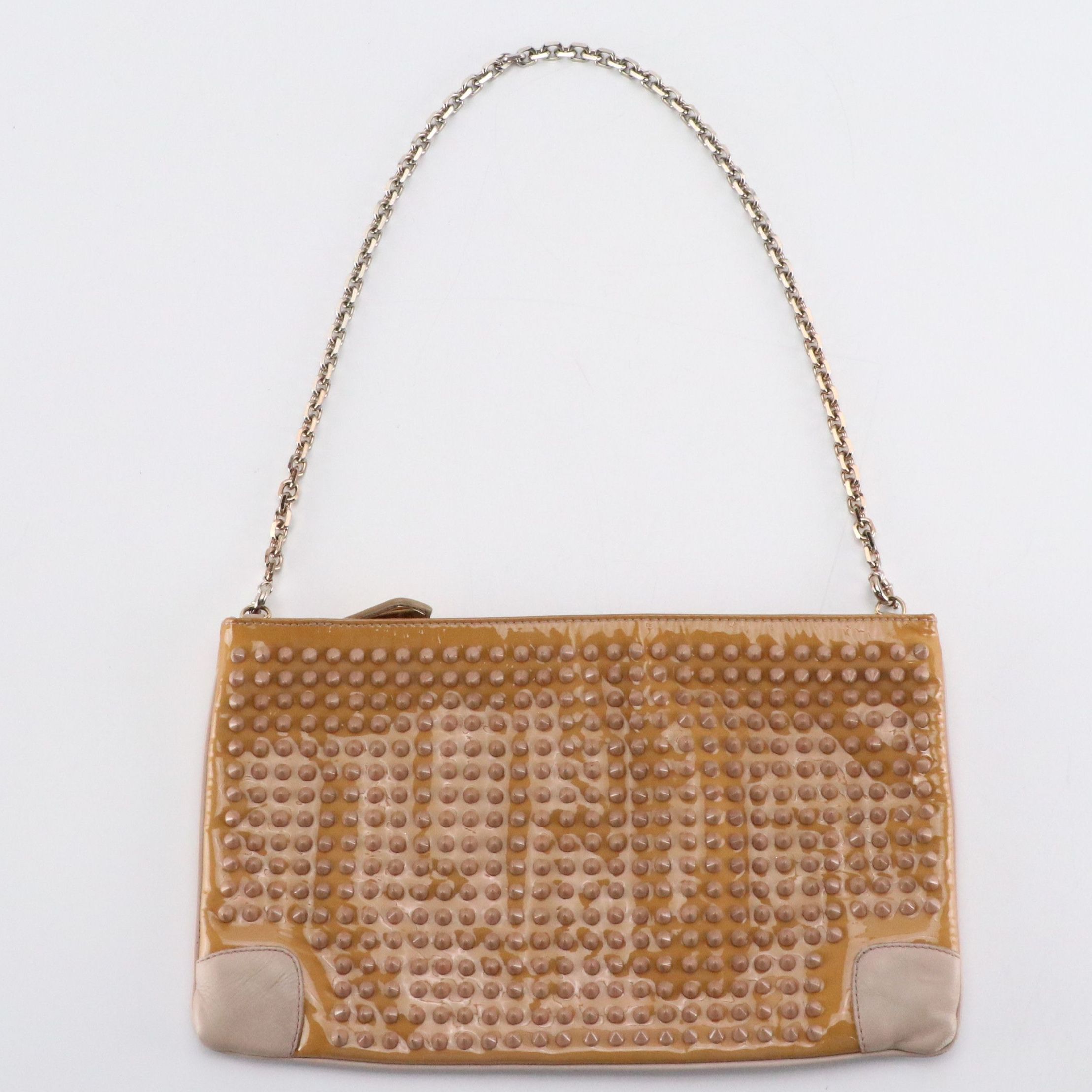 Christian Louboutin Loubiposh Clutch on Chain in Spiked Patent Leather