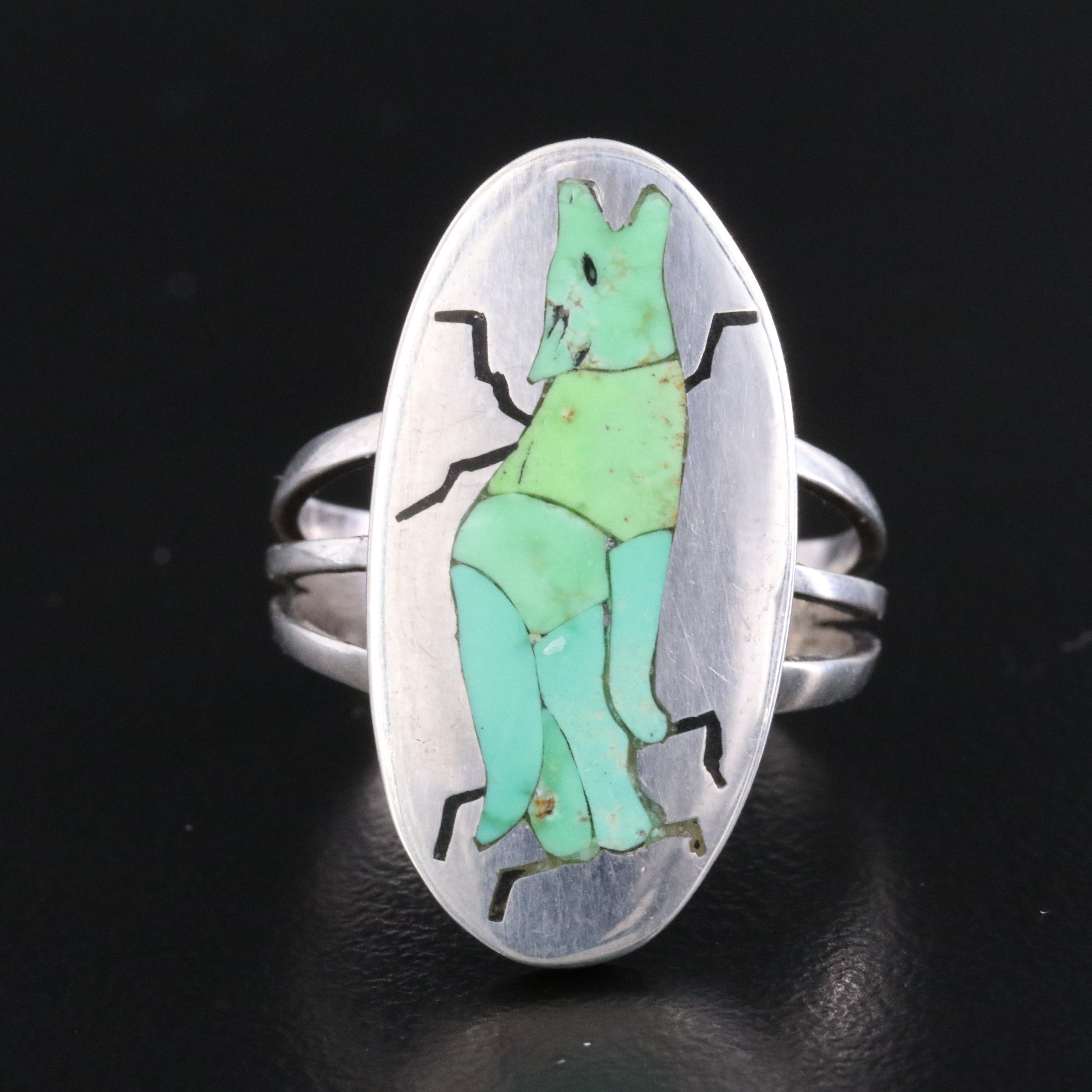 Harlan & Monica Coonsis Zuni Sterling Turquoise Inlay Ring