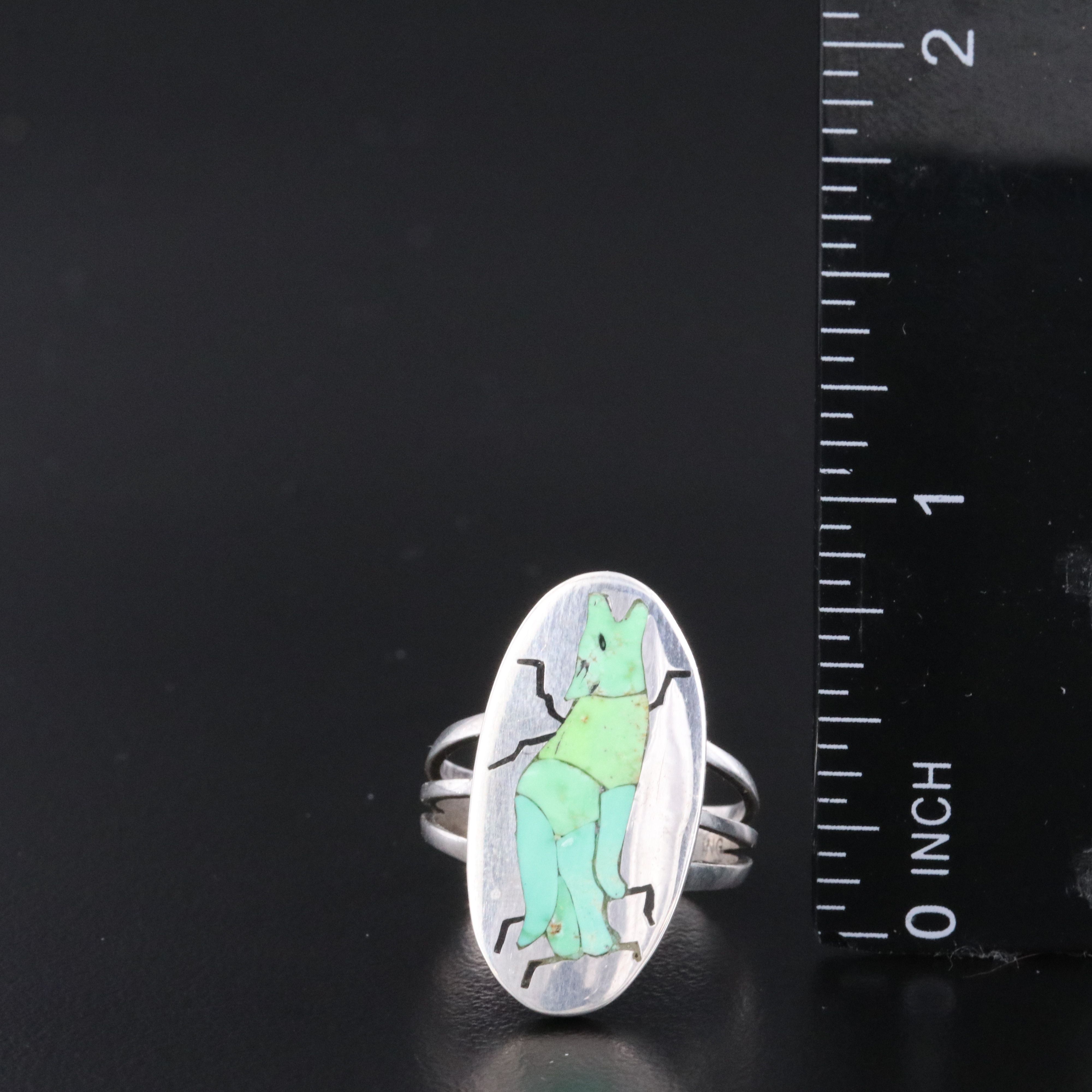 Harlan & Monica Coonsis Zuni Sterling Turquoise Inlay Ring