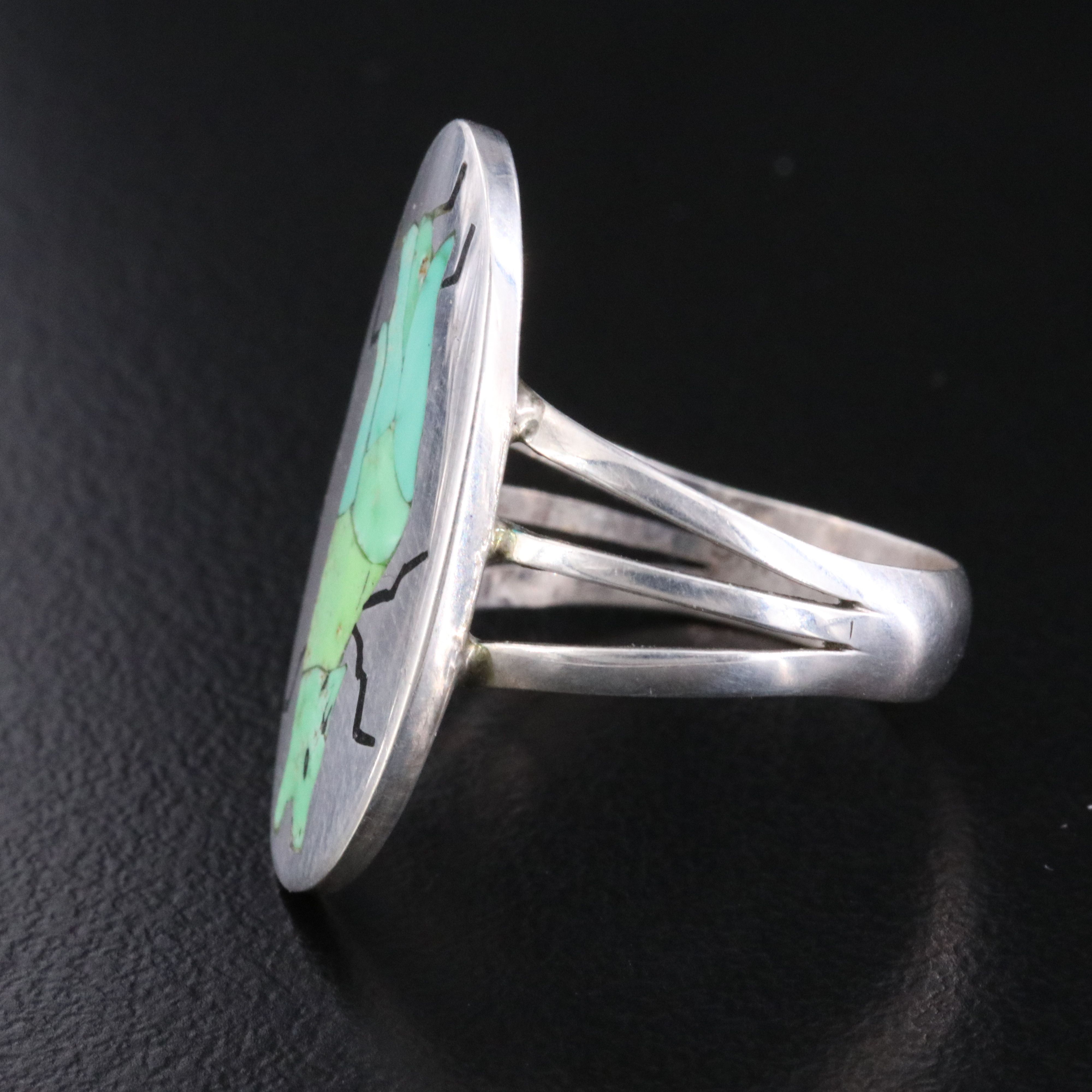 Harlan & Monica Coonsis Zuni Sterling Turquoise Inlay Ring