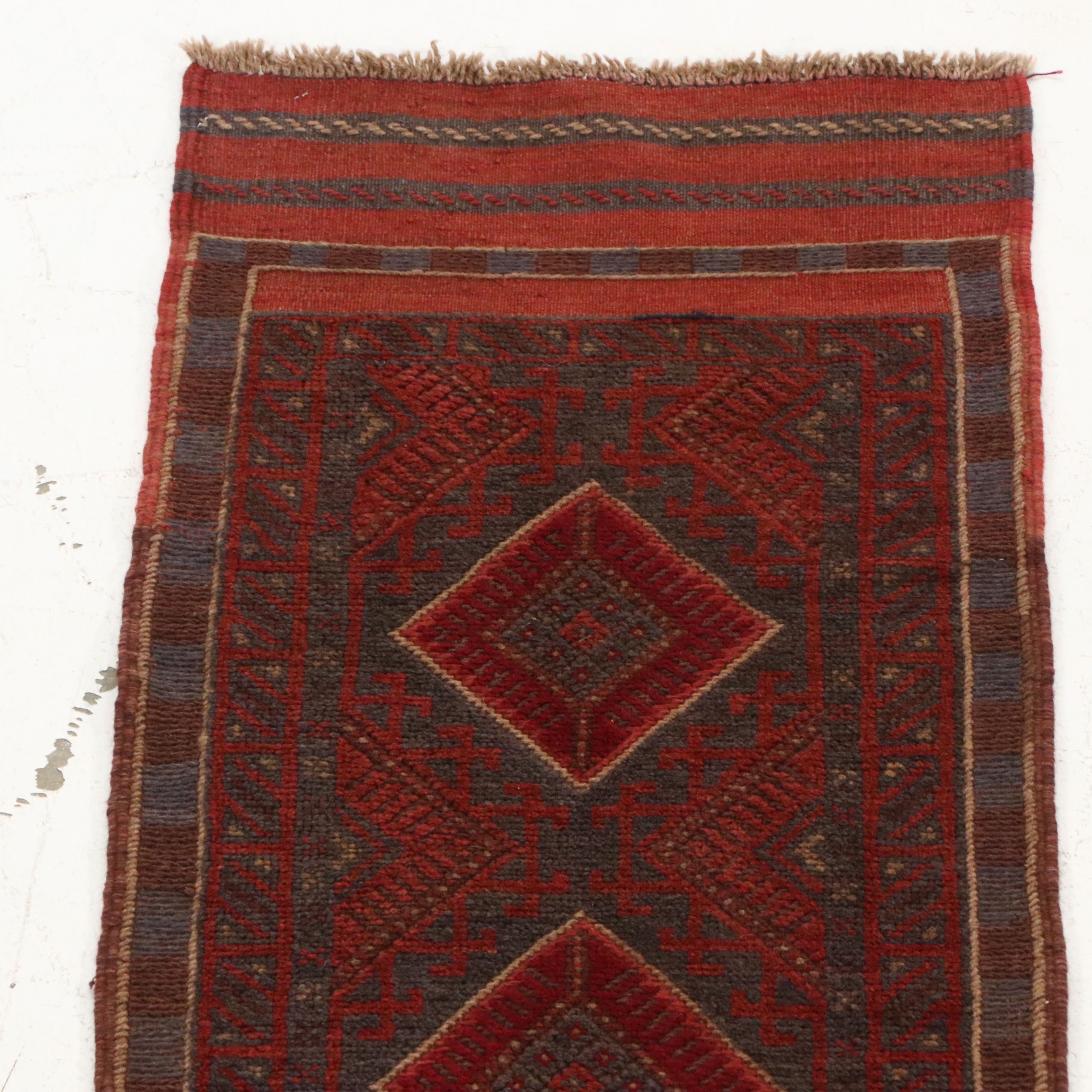 1'11 x 7'10 Handwoven Mixed Technique Afghan Mashwani Carpet Runner