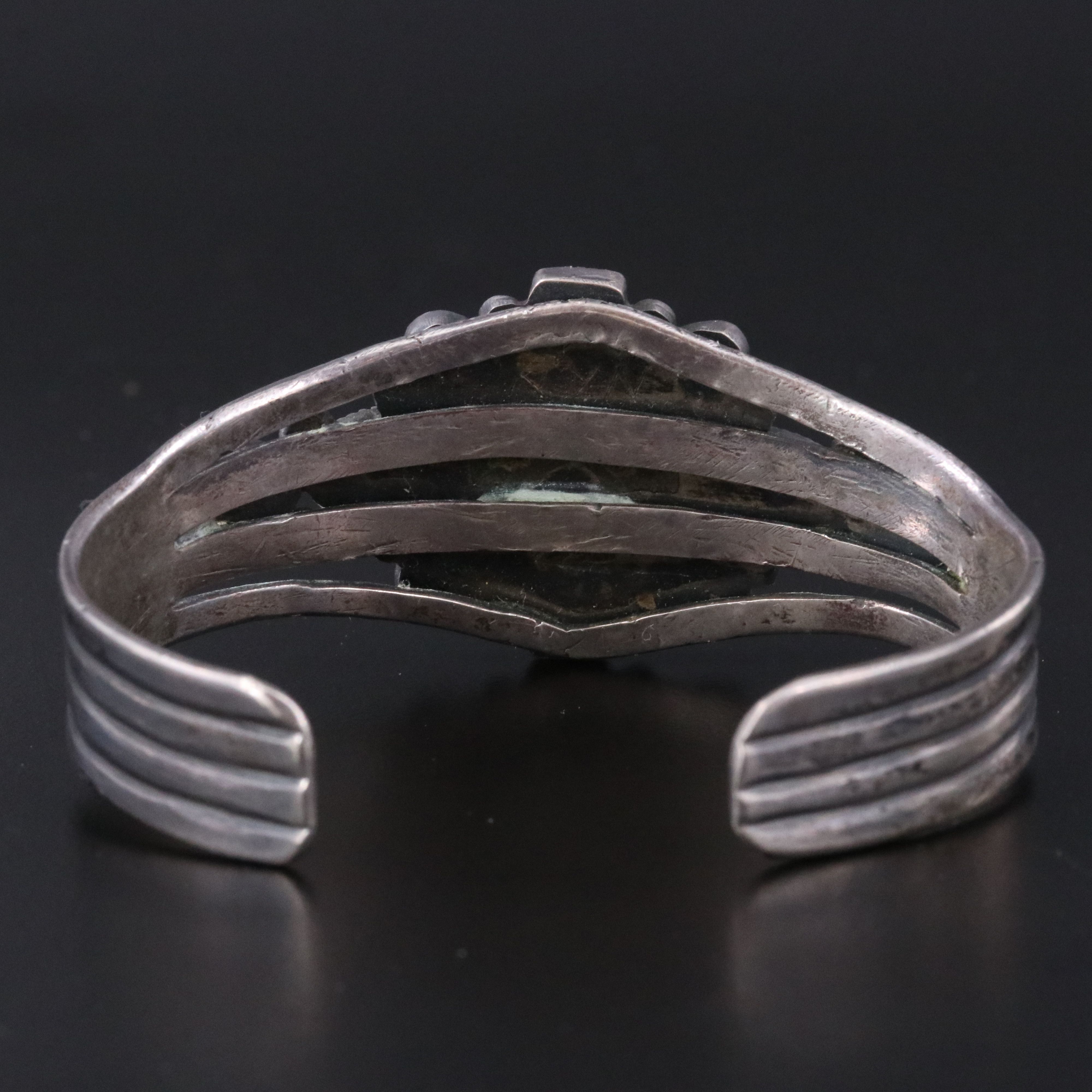 Southwestern Signed Sterling Turquoise Cuff Bracelet