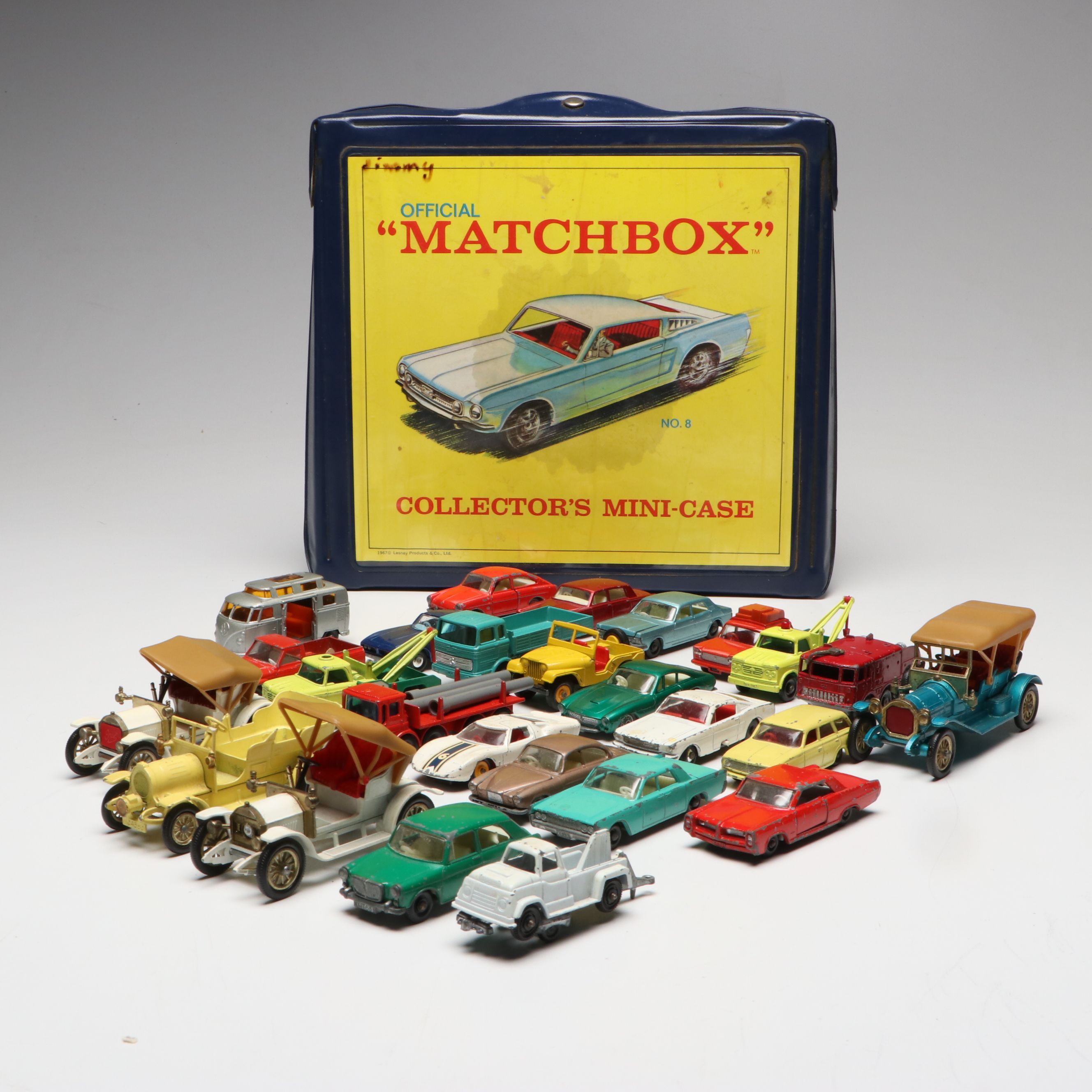 Lesney "Matchbox" Carrying Case with Fiat 1500 Model and More Diecast Vehicles
