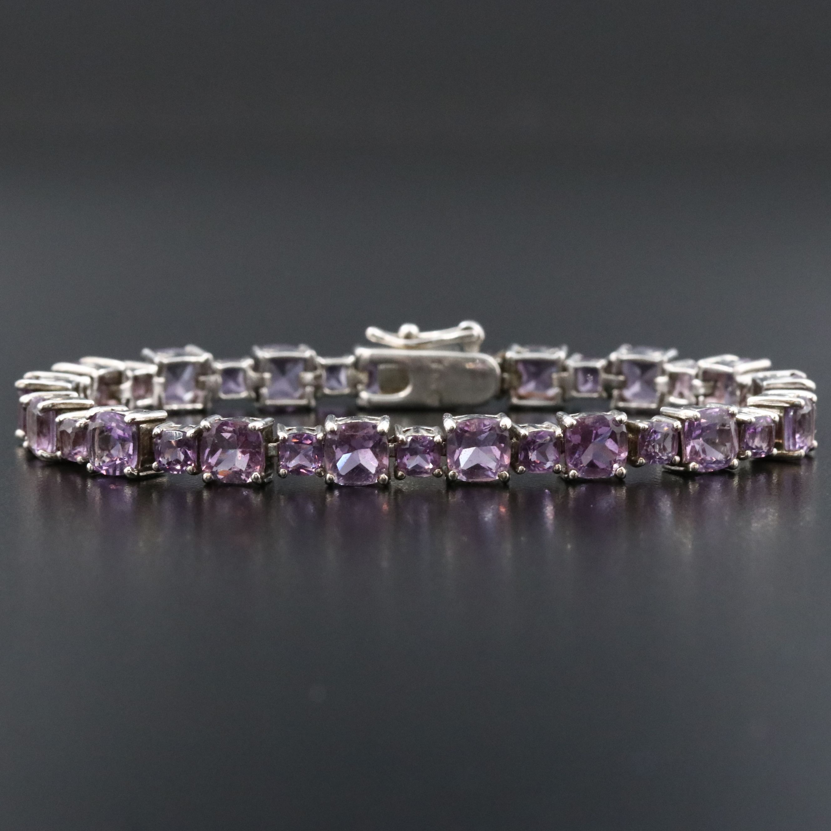 Sterling Amethyst Line Bracelet