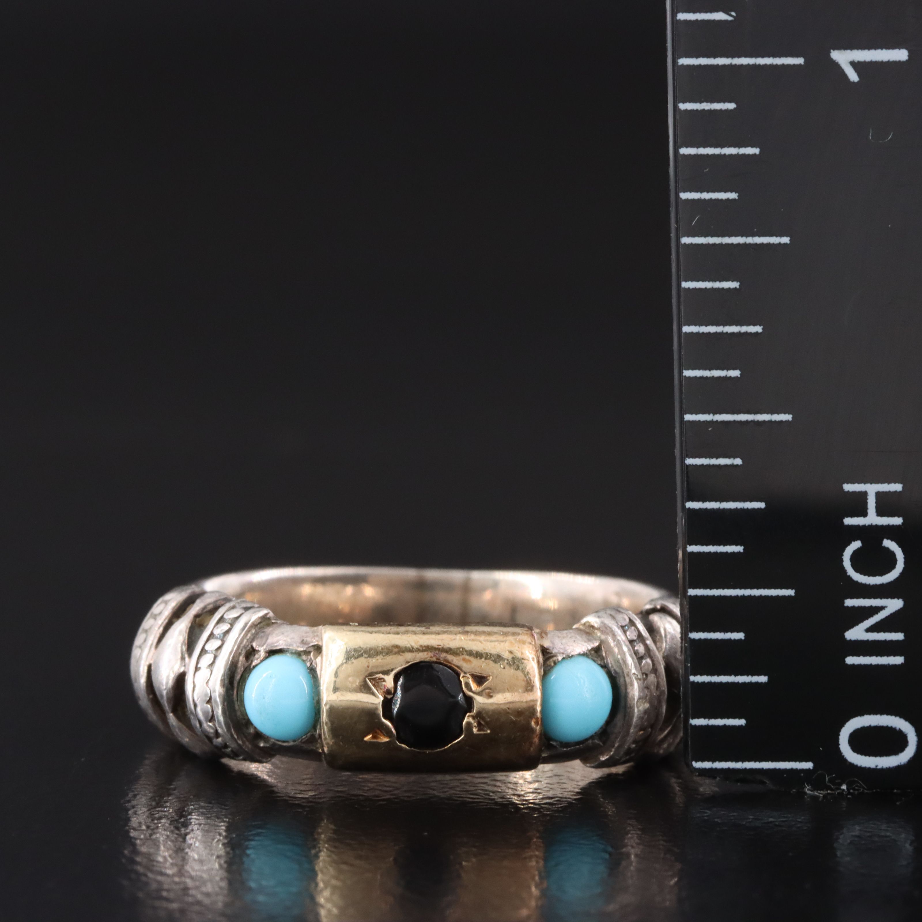 Sterling Turquoise and Black Onyx Ring