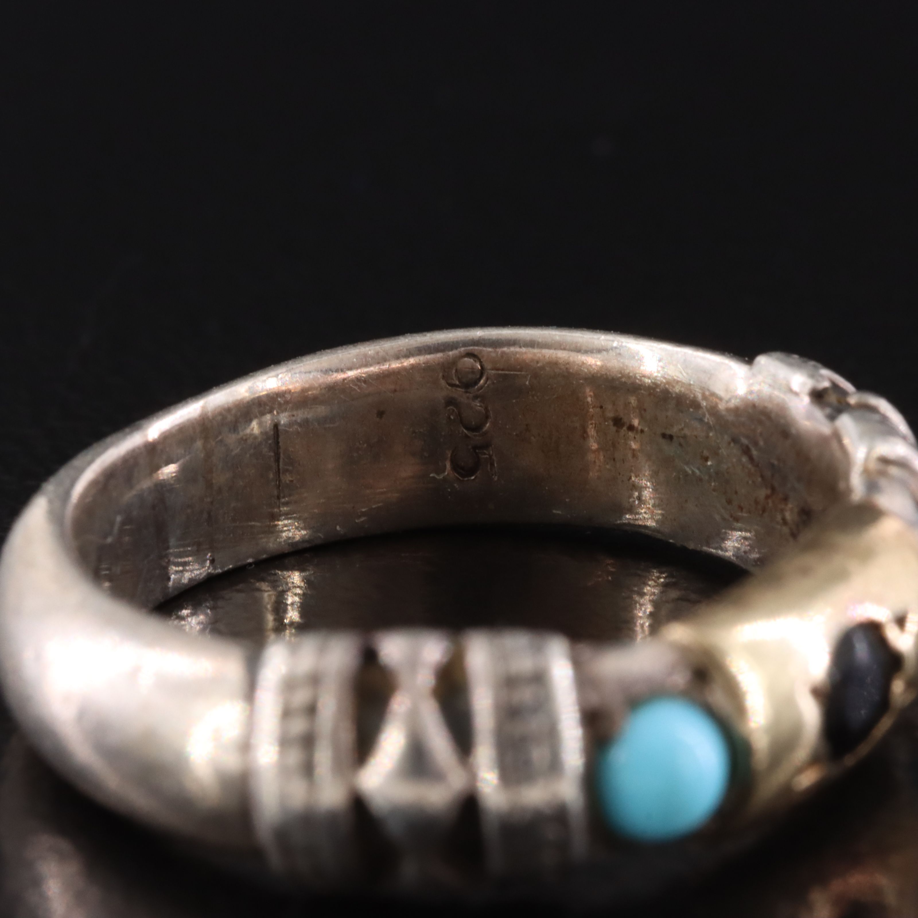 Sterling Turquoise and Black Onyx Ring