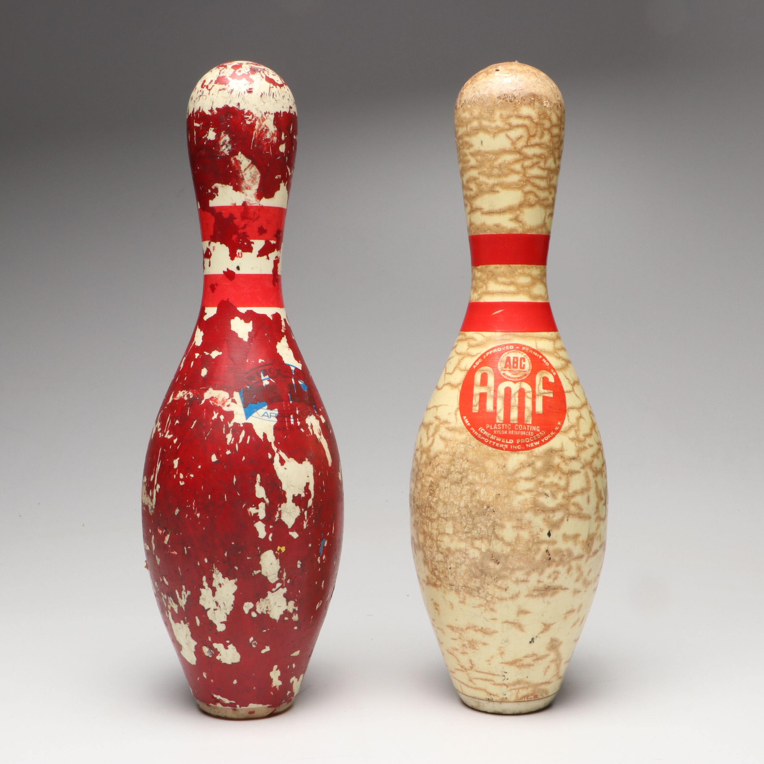 AMF Plastic Coated Bowling Pins, Mid-20th C.