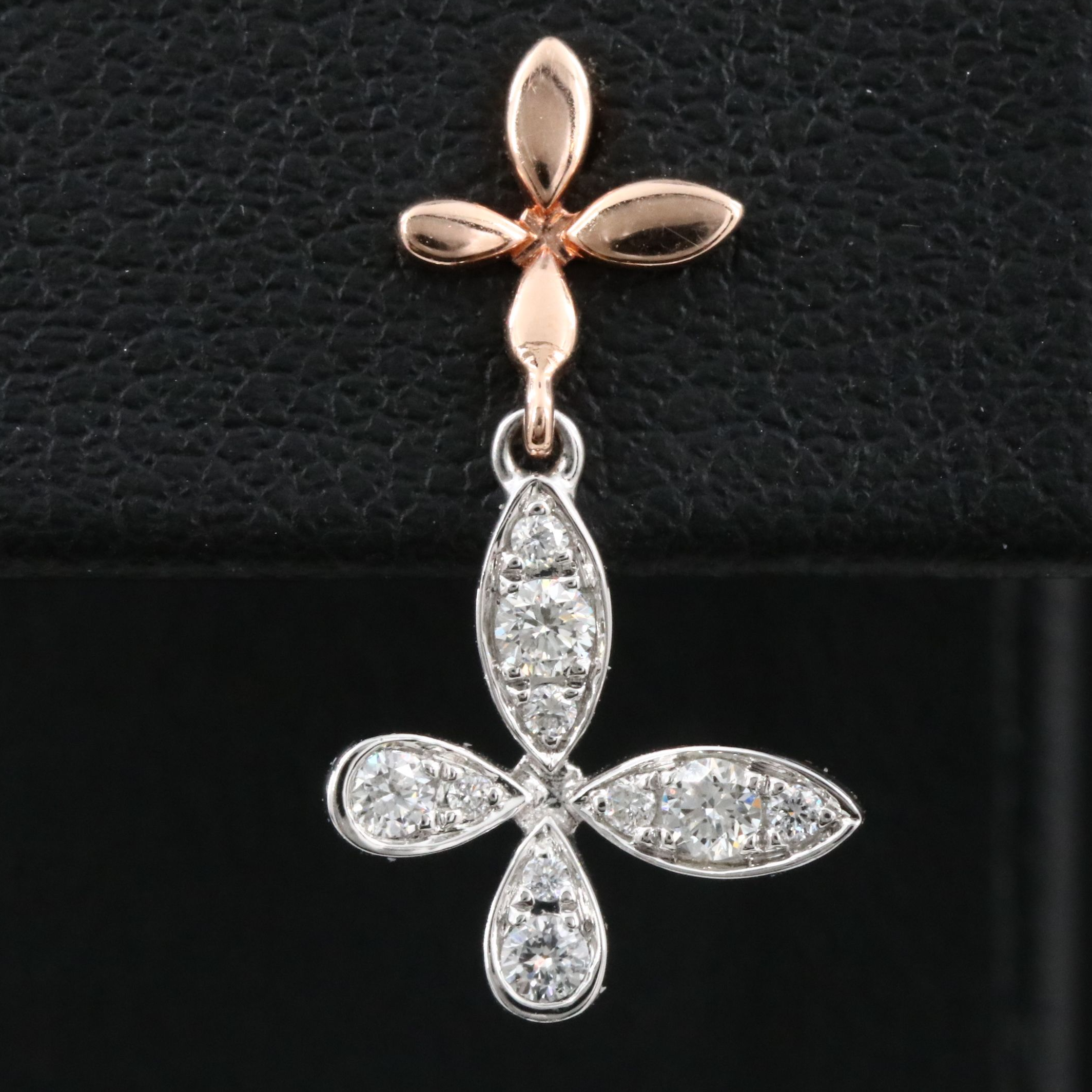 14K 0.25 CTW Diamond Butterfly Earrings with Rose Gold Details