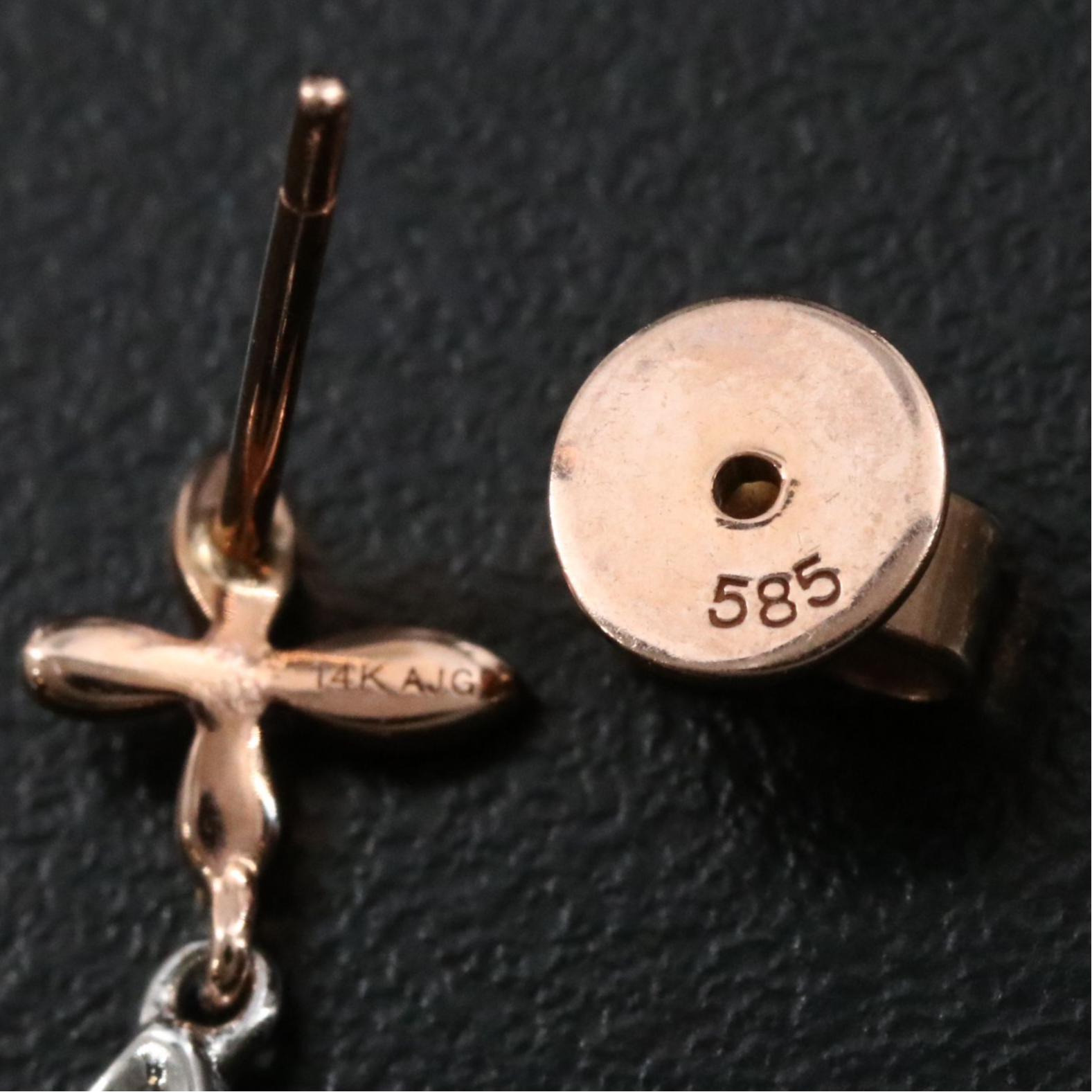 14K 0.25 CTW Diamond Butterfly Earrings with Rose Gold Details