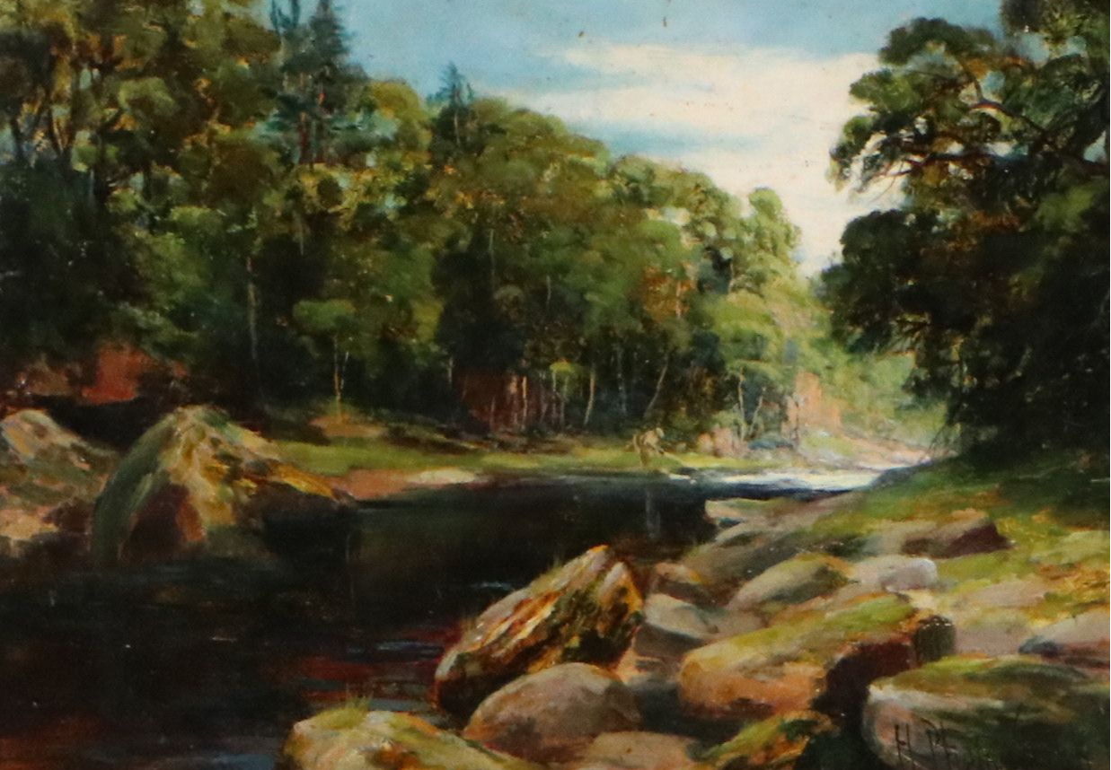 H. Phelan Gibb Oil Painting "Evening in the Esk near Gilnockie," 1904
