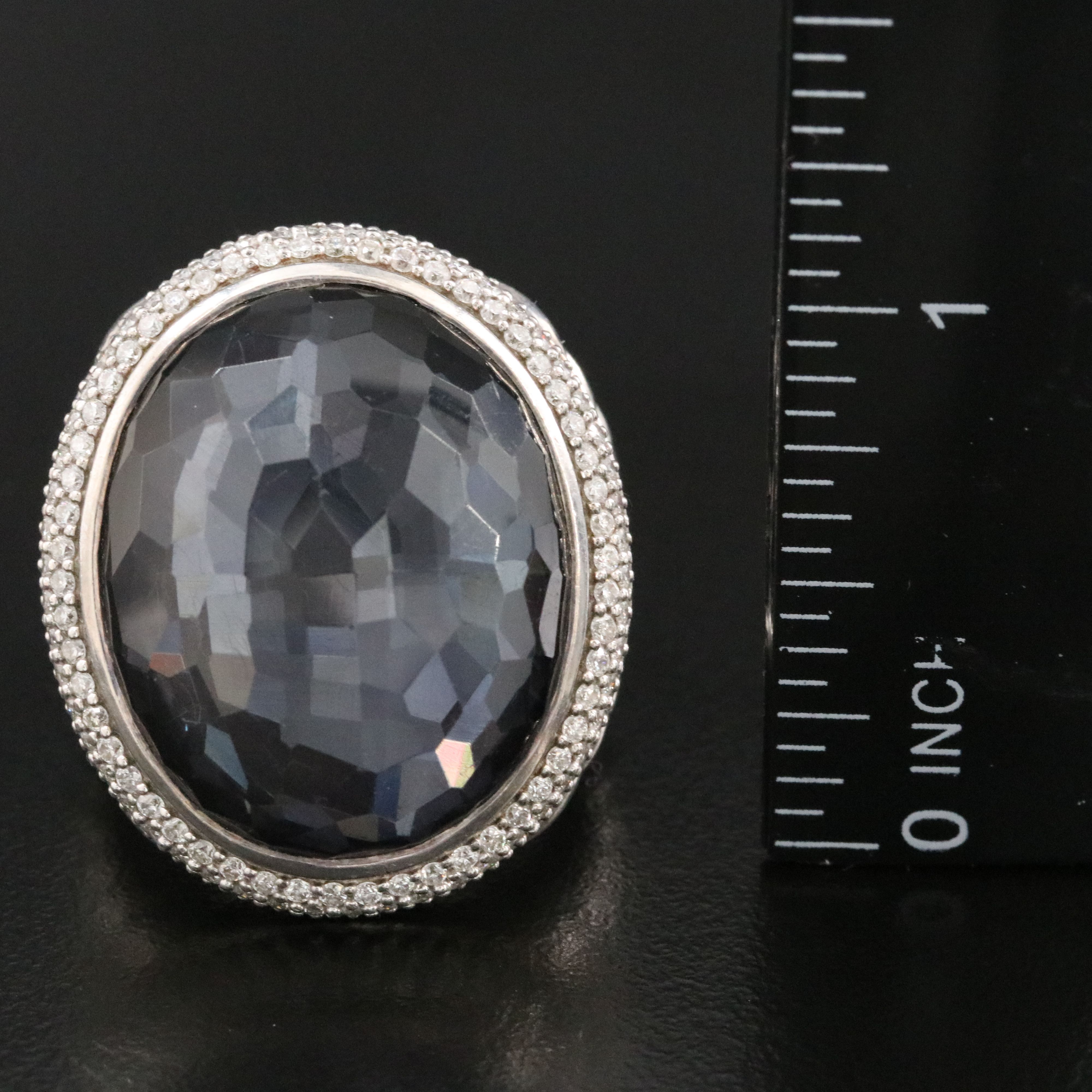 David Yurman Sterling Black Orchid and 0.76 CTW Diamond Oval Ring