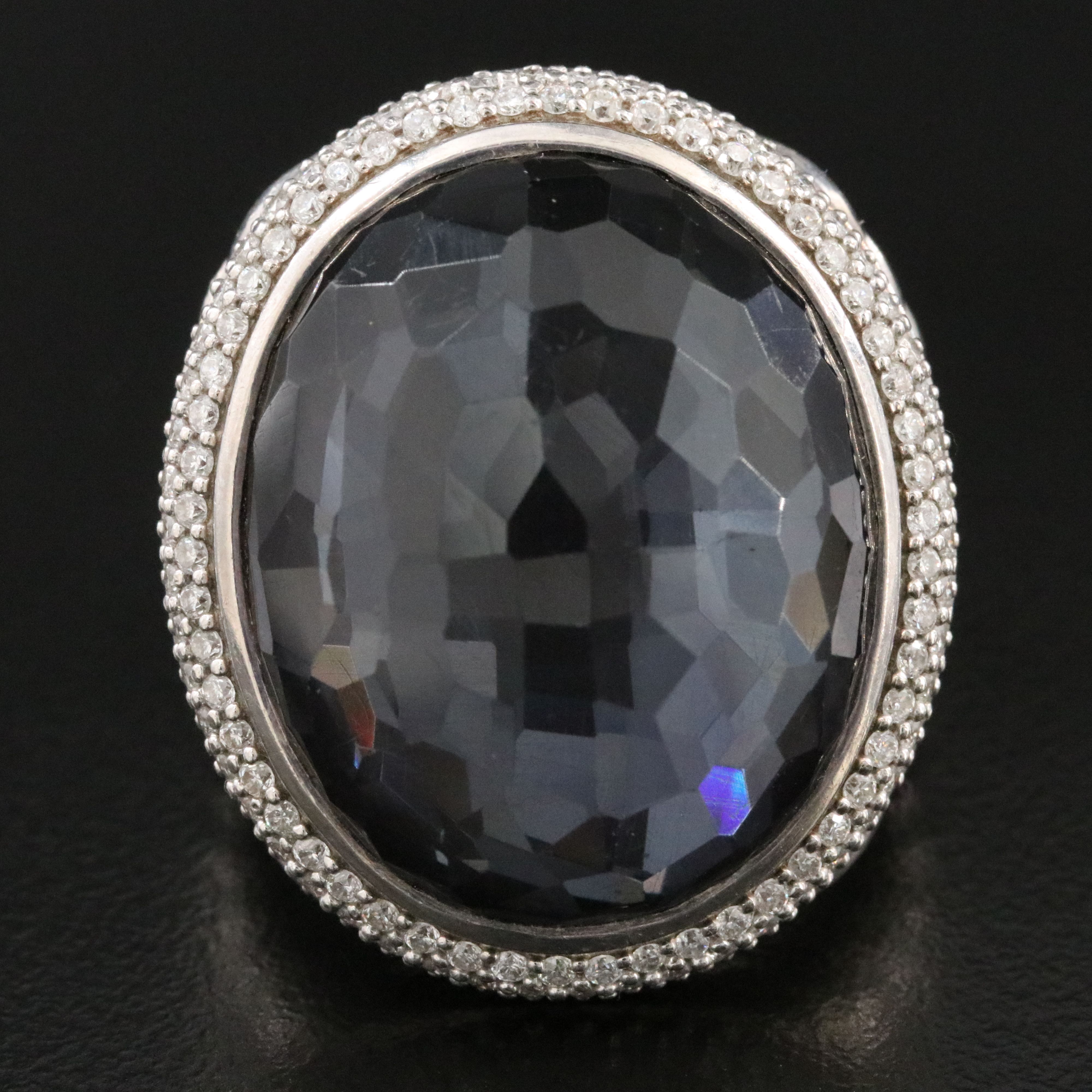 David Yurman Sterling Black Orchid and 0.76 CTW Diamond Oval Ring