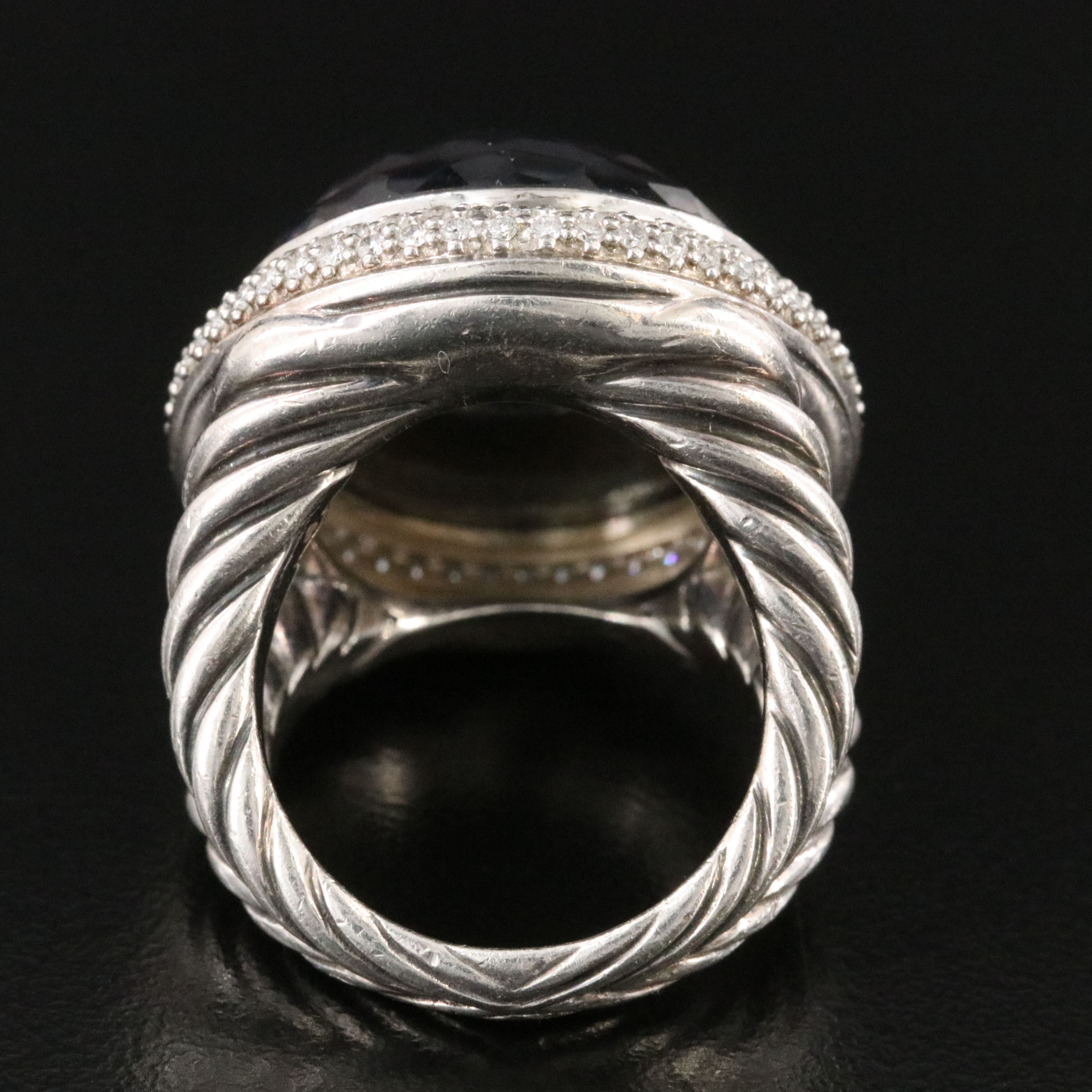 David Yurman Sterling Black Orchid and 0.76 CTW Diamond Oval Ring