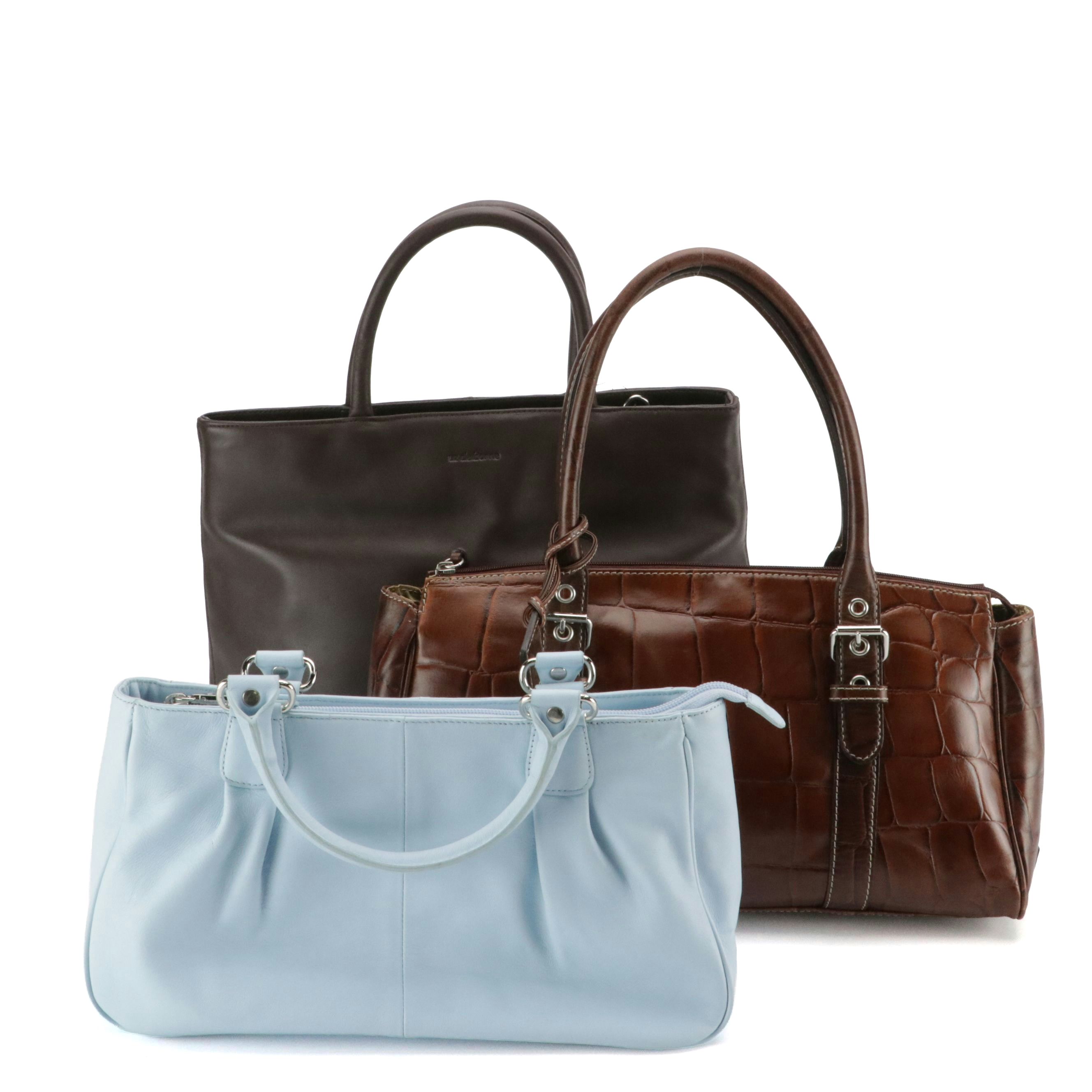 Talbots Baby Blue Leather Handbag, Anne Klein Embossed Shoulder Bag, Other Tote