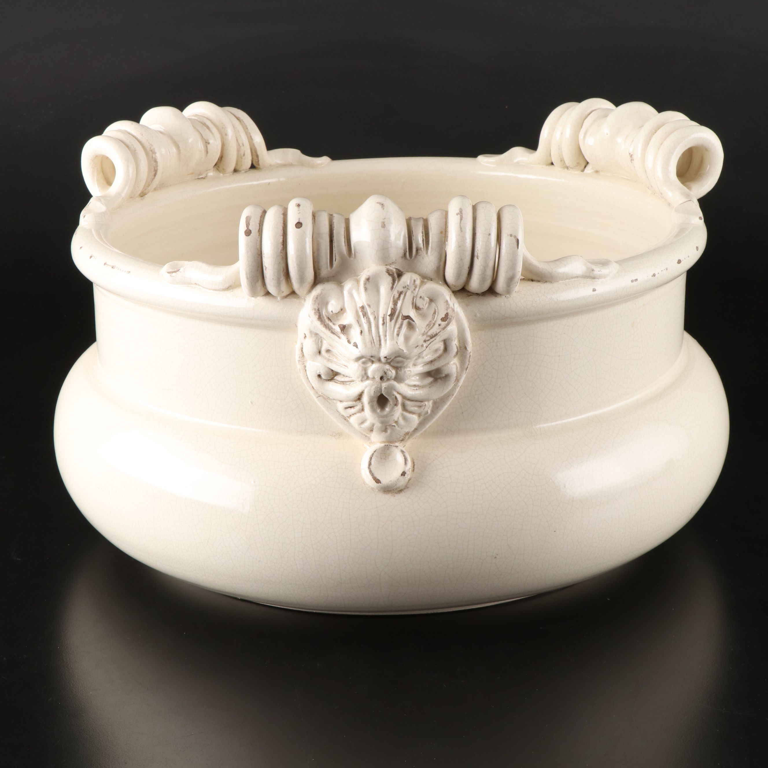 Sur La Table Ceramic Lion Motif Planter Bowl