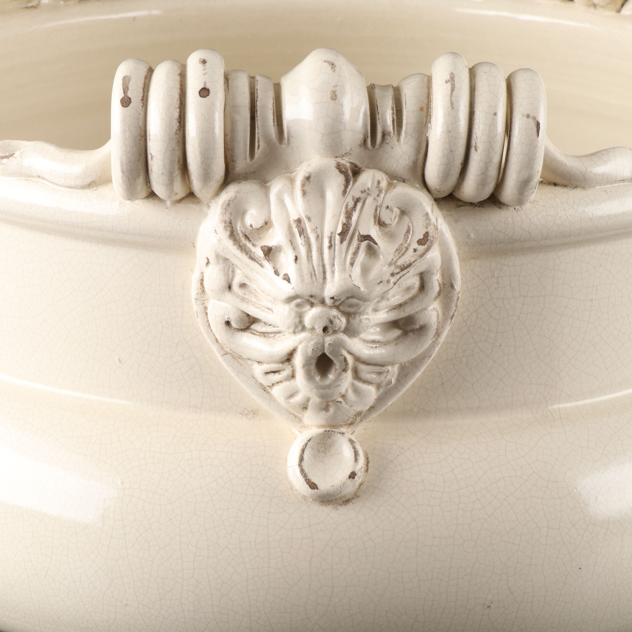 Sur La Table Ceramic Lion Motif Planter Bowl